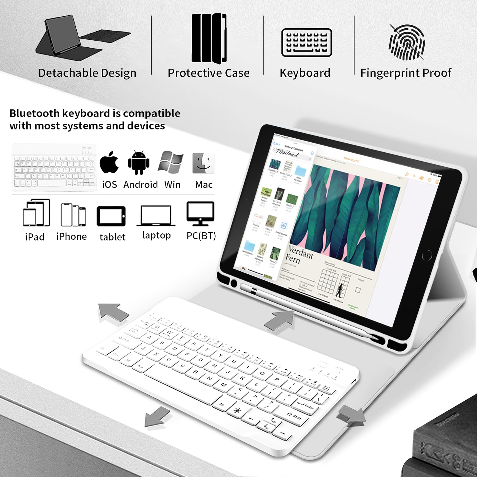 Kenke Ipad Keyboard Case For Ipad 9.7 Inch 2018 (6Th Gen) / Ipad 2017 (5Th Gen) / Ipad Air 2/1, Lightweight Smart Ipad Cover Wit