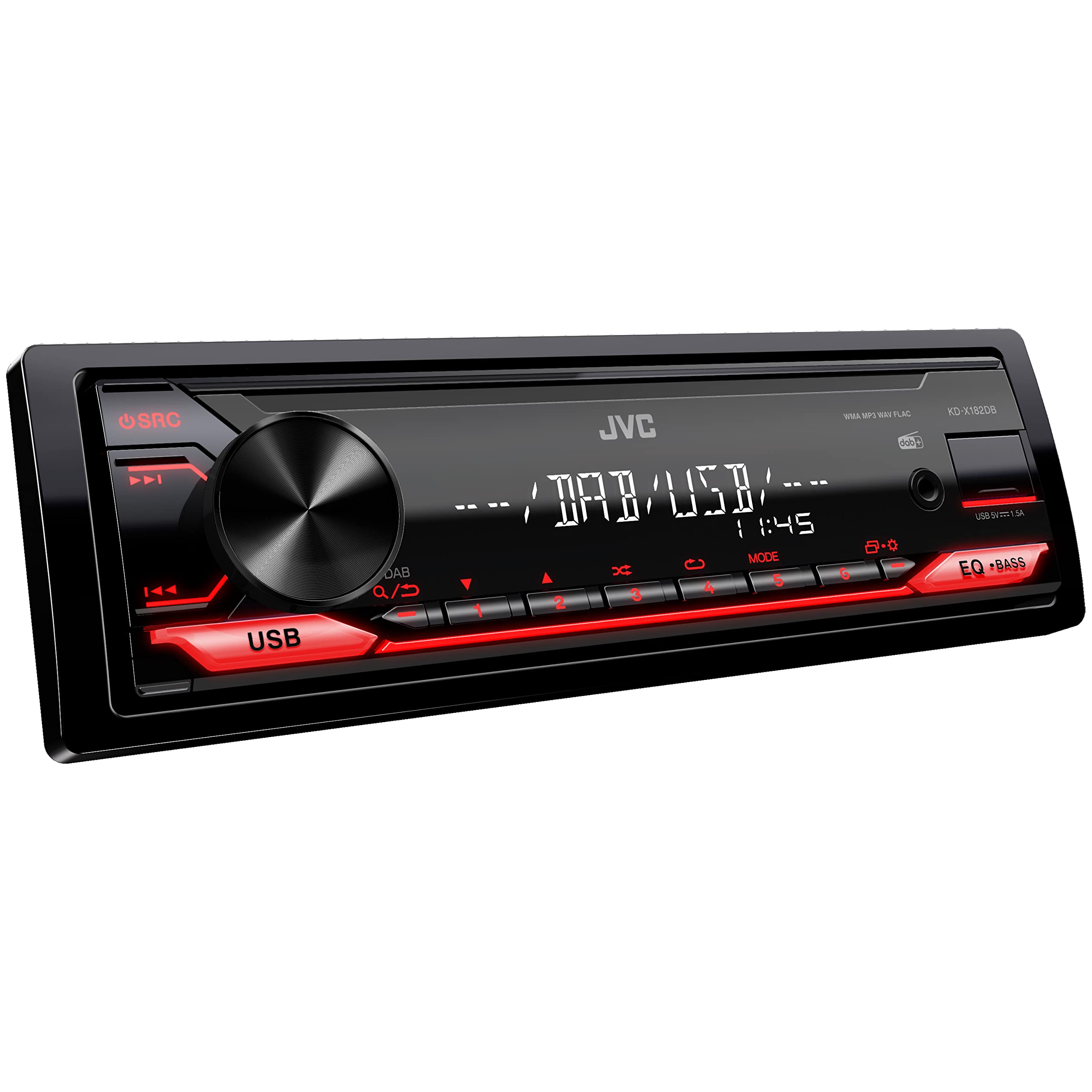 JVC KD-X182BT Bluetooth Car Stereo w/USB Port - AM/FM Radio, MP3 Player, High Contrast LCD, 50 Watts, Detachable Face Plate - Si