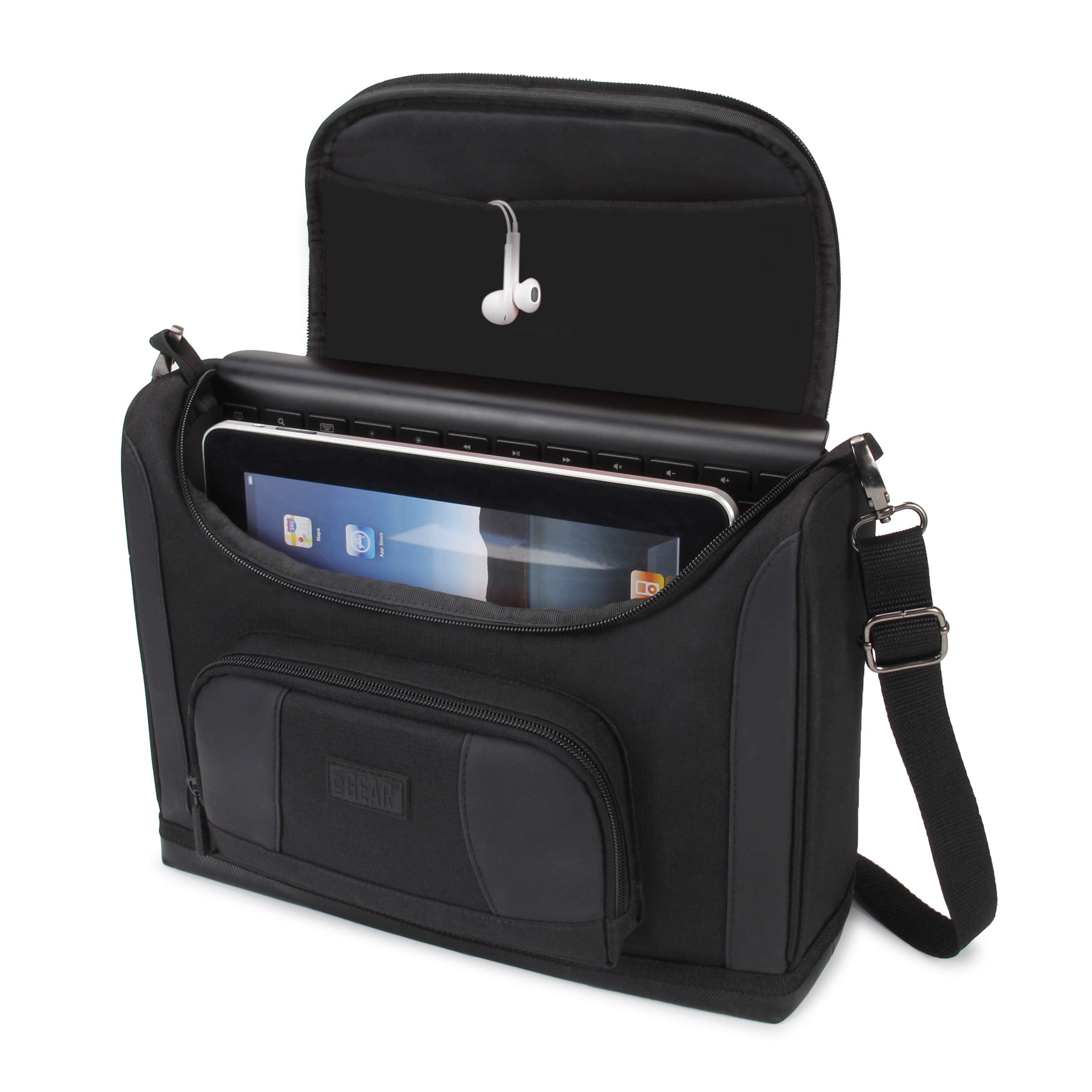 USA GEAR Tablet Bag Compatible with 11 inch iPad Pro, 10.9 iPad Air, 10.2 inch Tablet - Compact Messenger Bag with Durable Exter