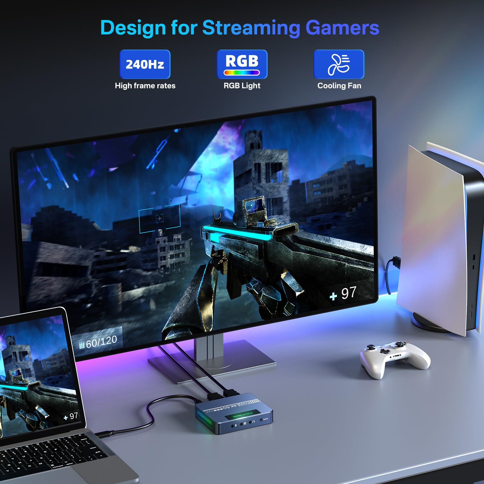 Acasis 4K60Fps Video Capture Card For Streaming And Gaming, Vrr Support, External Capture Card For Xbox Series X/S, Xbox One, Ps