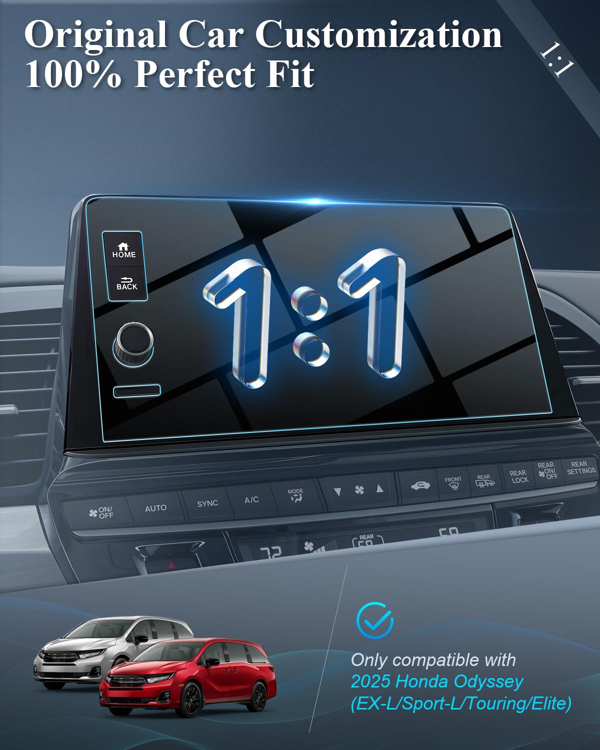 Bibibo 2025 Odyssey Screen Protector For 2025 Honda Odyssey (Ex L/Sport L/Touring/Elite) 9'Display Tempered Glass [Anti Glare& Scratch Ultra Clear] 2025 Honda Odyssey Accessories Radio Screen Odyssey 2025