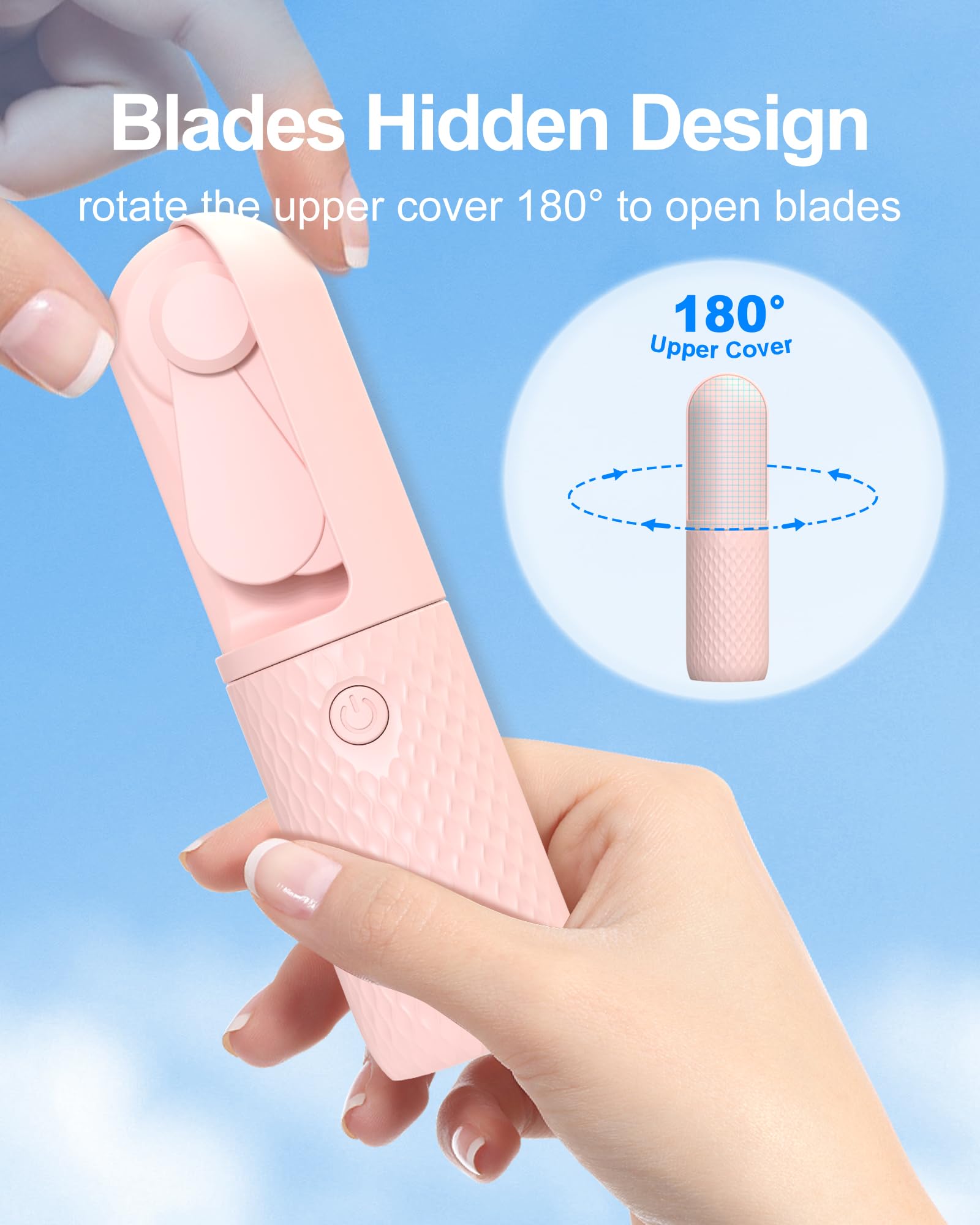 Coohea Handheld Fan Powerful Mini Fan Usb Rechargeable Portable Fan Battery Operated Small Fan Little Makeup Lash Fan Hand Held