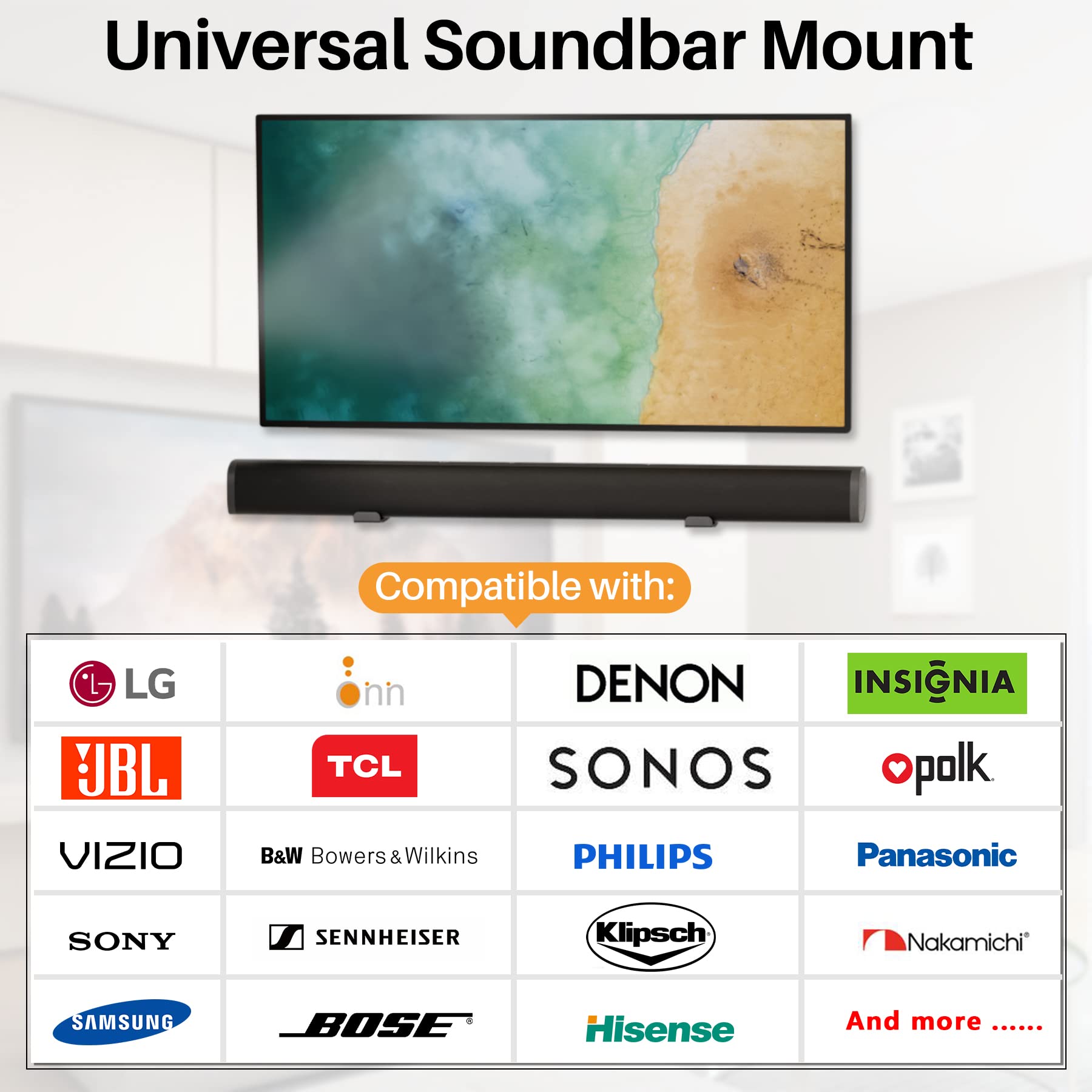 Aentgiu Sound Bar Wall Mount Bracket Universal Speaker Mounting Shelf Adjustable (3.4' 5.8') For Samsung, Vizio, Lg, Sony, Jbl, Bose Soundbar Mount With Hardware Kit