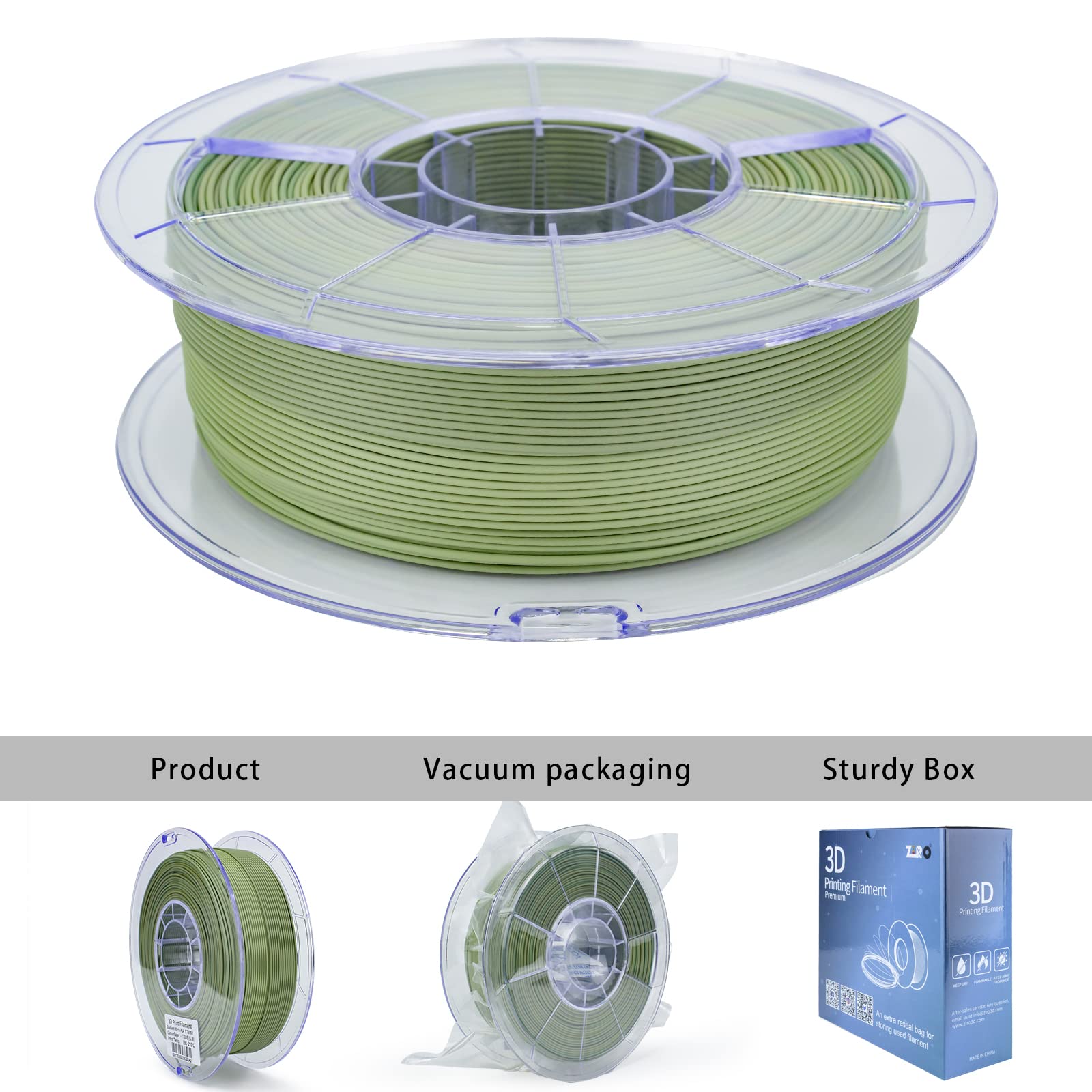 Ziro 3D Printer Filament,Matte Pla Filament 1.75Mm,Multicolor Rainbow Pla Filament,1Kg/2.2Lb,Camouflage