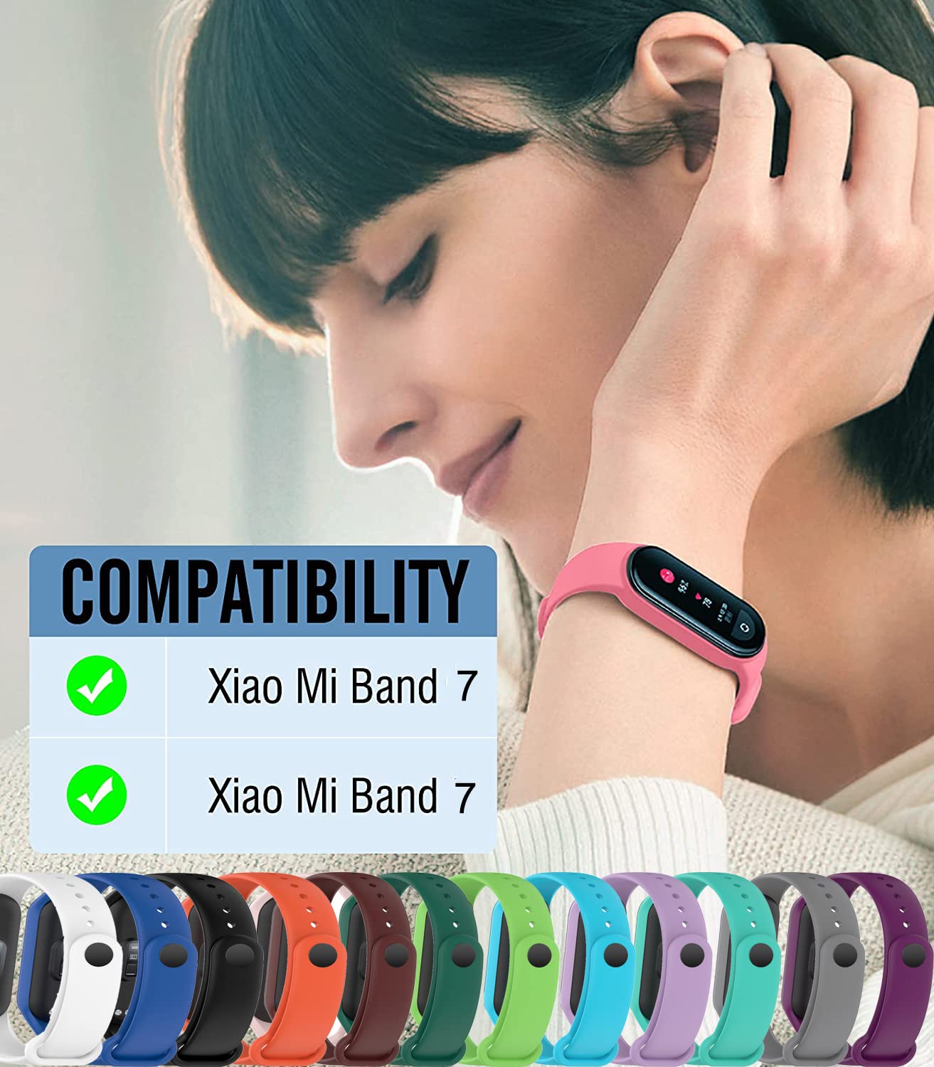 Szbami 6 Pack Bands Replacement For Mi Band 7 Strap Wristbands Compatible With Xiaomi Mi Band 7 Smartwatch Accessories Colorful