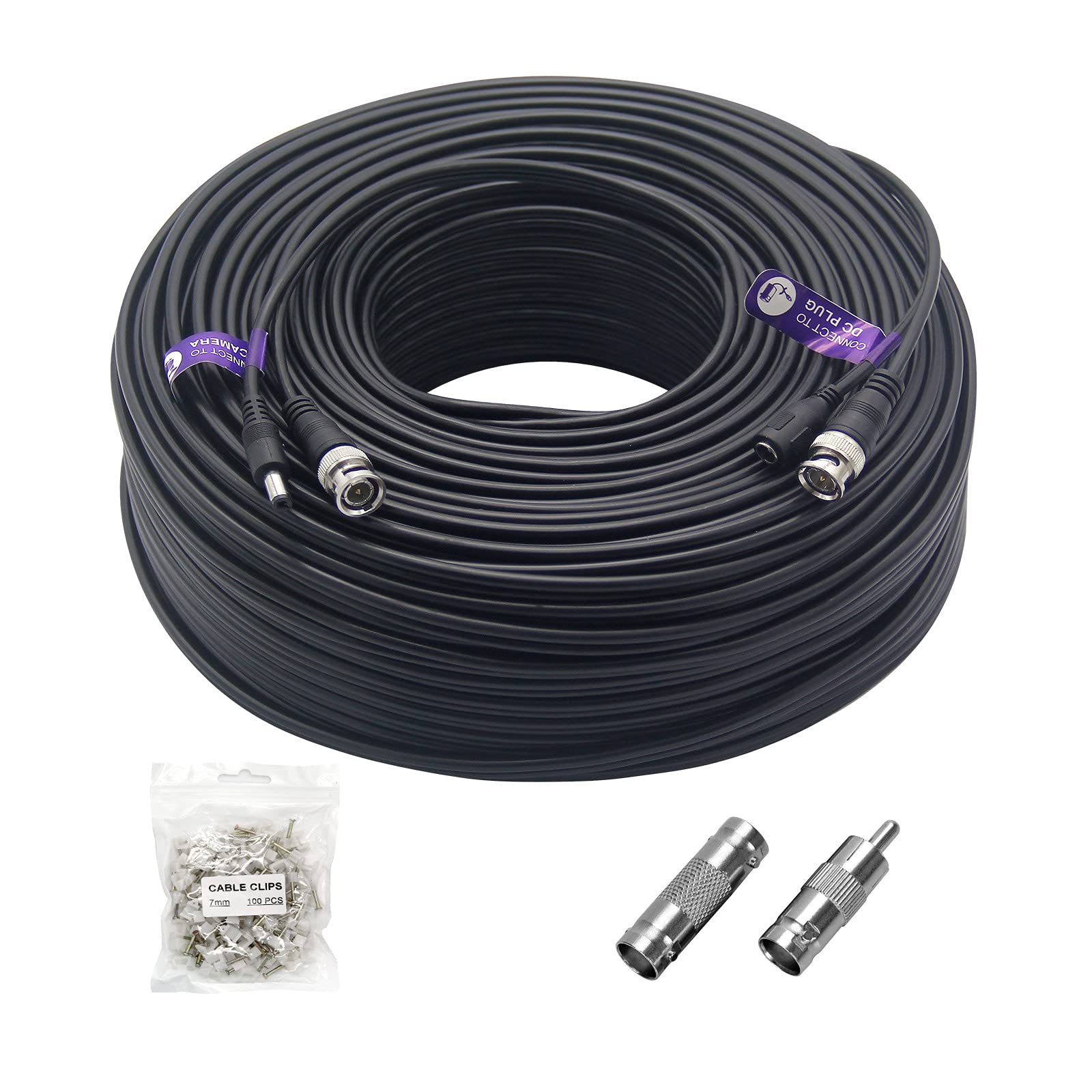 Anlink 300Ft (91 Meters) 4K 8MP 5MP 2MP 1080P BNC Video and Power Cable, Mini RG59 Wire for CCTV Security Camera Systems, with B