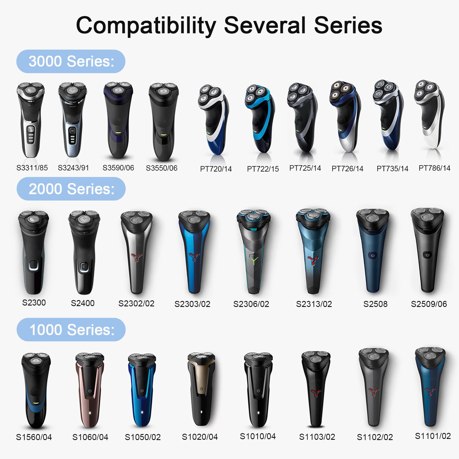 Replacement Heads For 3000 Replacement Blades Compatible With Shaver 2500 S1311/82 & 3500 S3212/82 Heads.