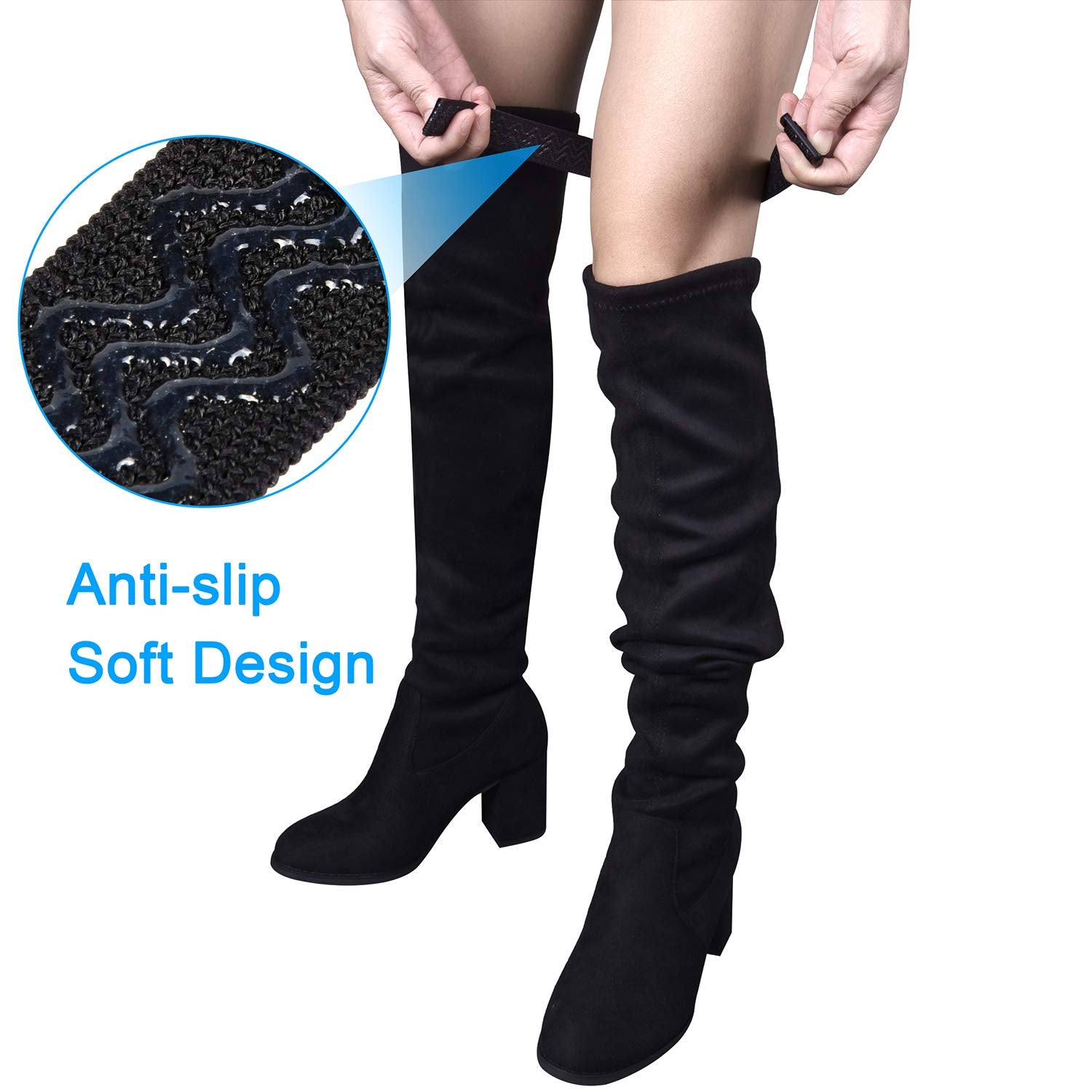 Wisdompro Boot Straps, 1 Pair Knee Boot Straps Of Elastic Adjustable Belt, Plus Extra 12 Pcs Adhesive Tape Hook Sticker For Fall