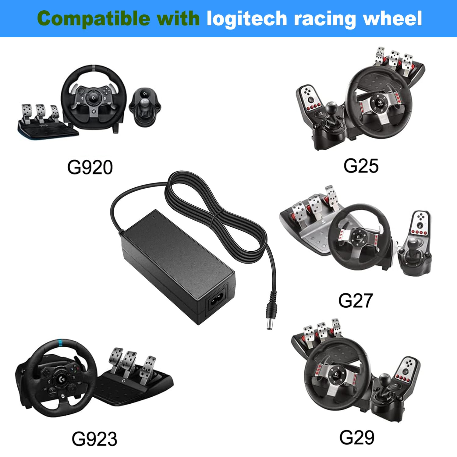 24V Ac Adapter Power Cord For Logitech Racing Wheel G29 G920 G923 G940 Gt G27 G25 Driving Force Gt Racing Wheel Apd Da 42H24, Ad