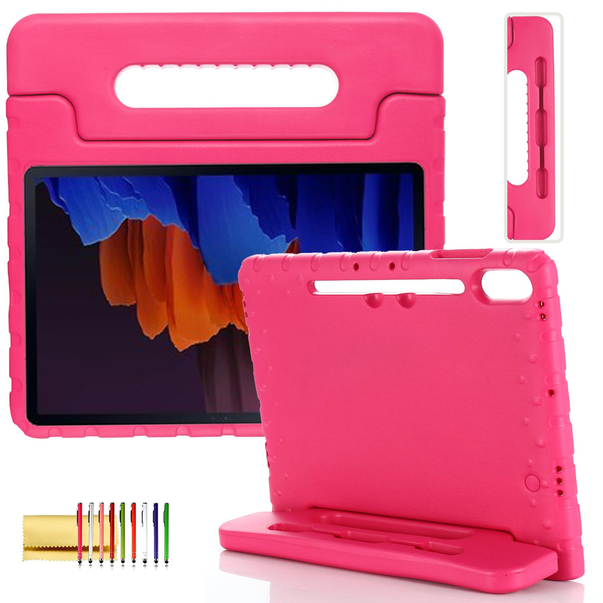 Kids Case For Samsung Galaxy Tab S8+/S7 Fe/S7+ 12.4'', Techcircle Handle Stand [Pen Holder] Light Eva Foam Bumper Protective Rug
