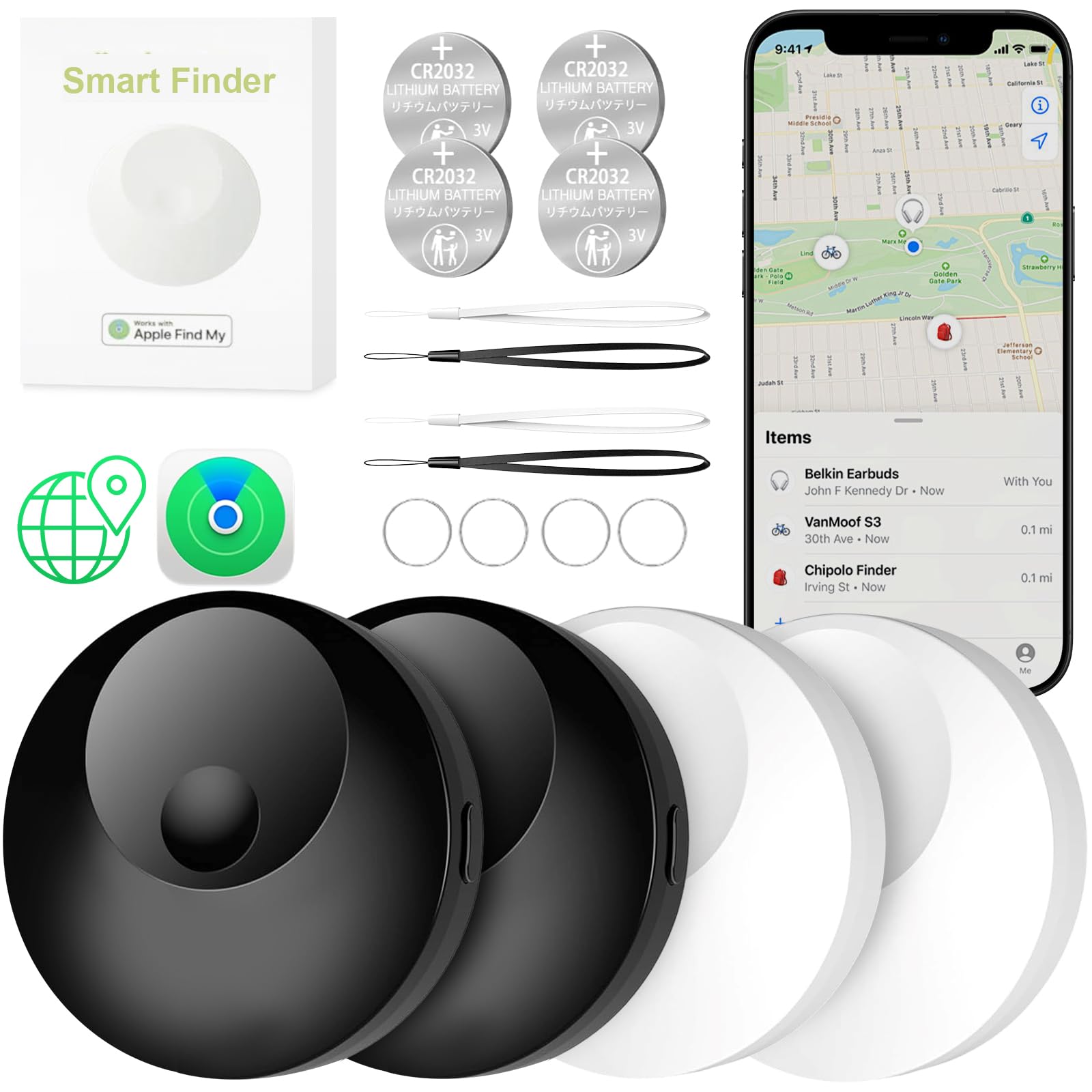 Air Tags-4 Pack, Bluetooth Tracker Works With Find My App (Ios Only), Smarttag Tracker Tags Item Finder And Item Locator For Key
