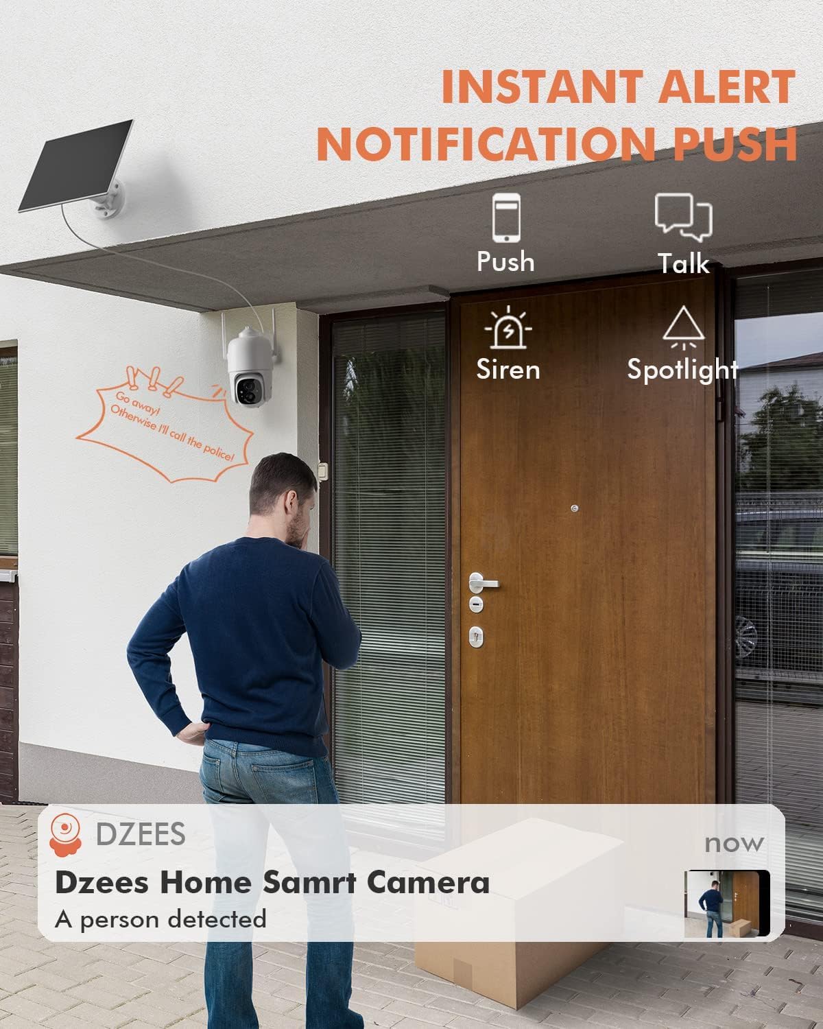 Dzees Solar Security Cameras Wireless Outdoor, 2K Battery Powered Security Camera, 360 Ptz Camera With Spotlight, Siren, Color N