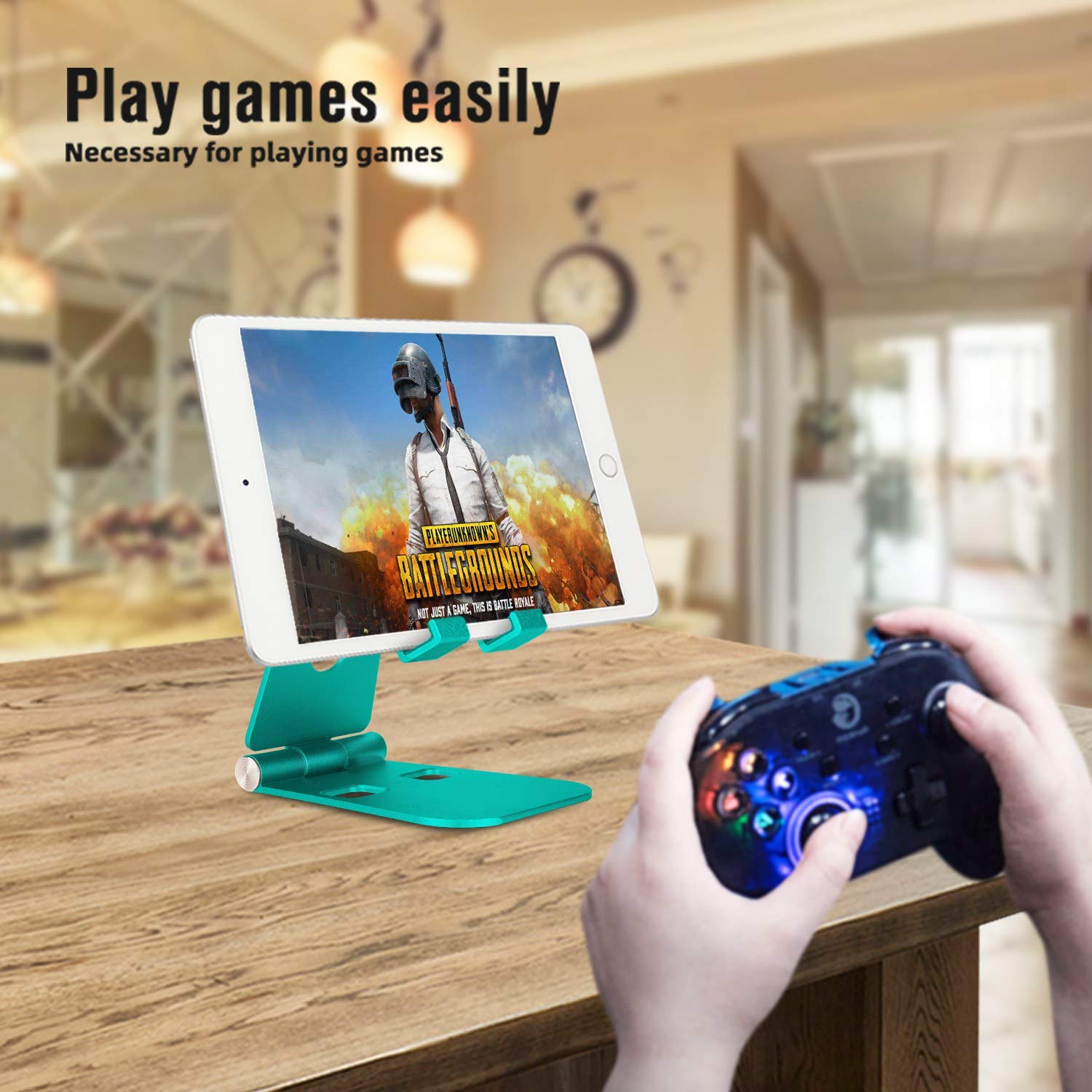 Skejer Fully Foldable Cell Phone Stand Holder For Desk Adjustable Iphone Stand Aluminum Compatible With 4-10 Phone/Kindle/Tablet