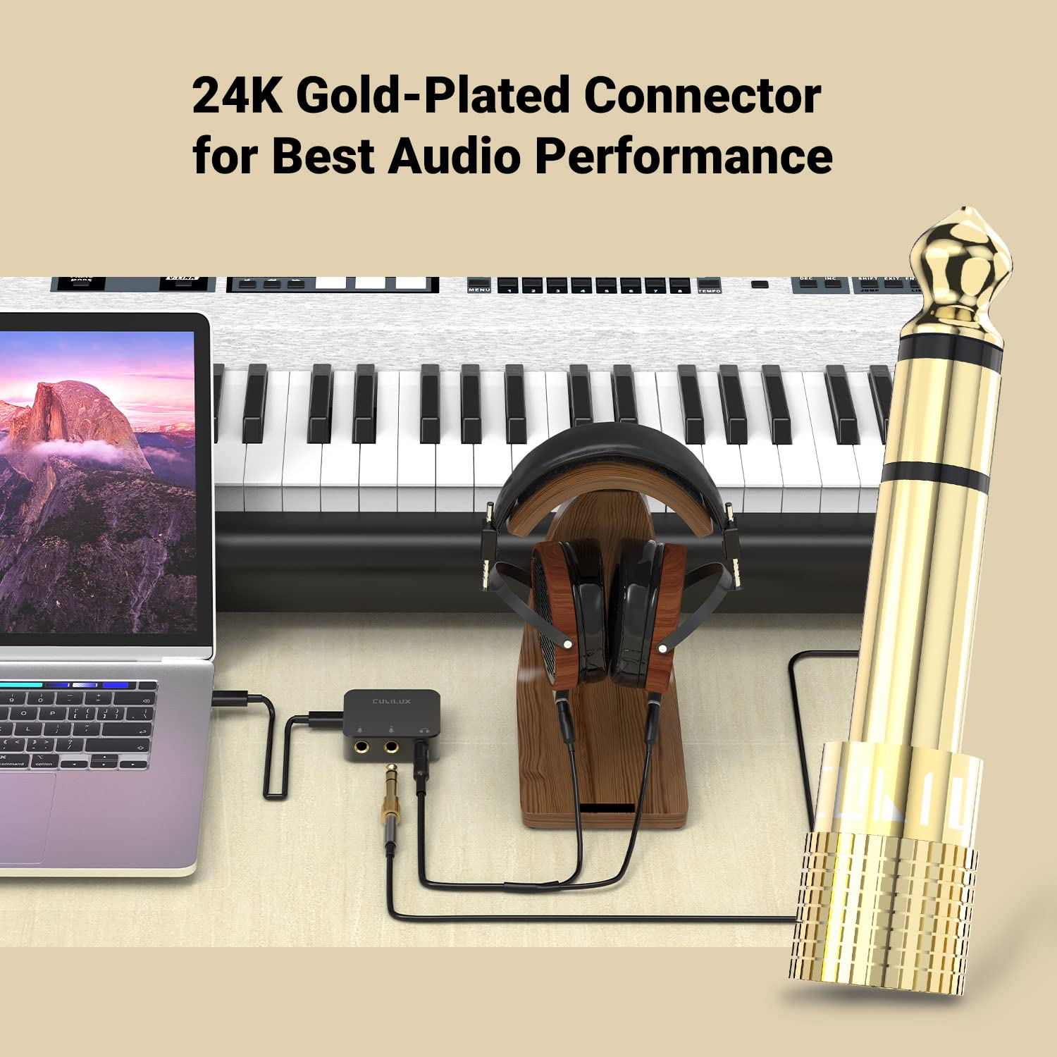 Cubilux 6.35Mm To 3.5Mm Audio Adapter, Gold Plated 1/4' Male To 1/8' Female Trs Stereo Aux Connector Converter For Guitar Keyboard Digital Piano Studio Monitor Amplifier Mixer Splitter, 3 Pack