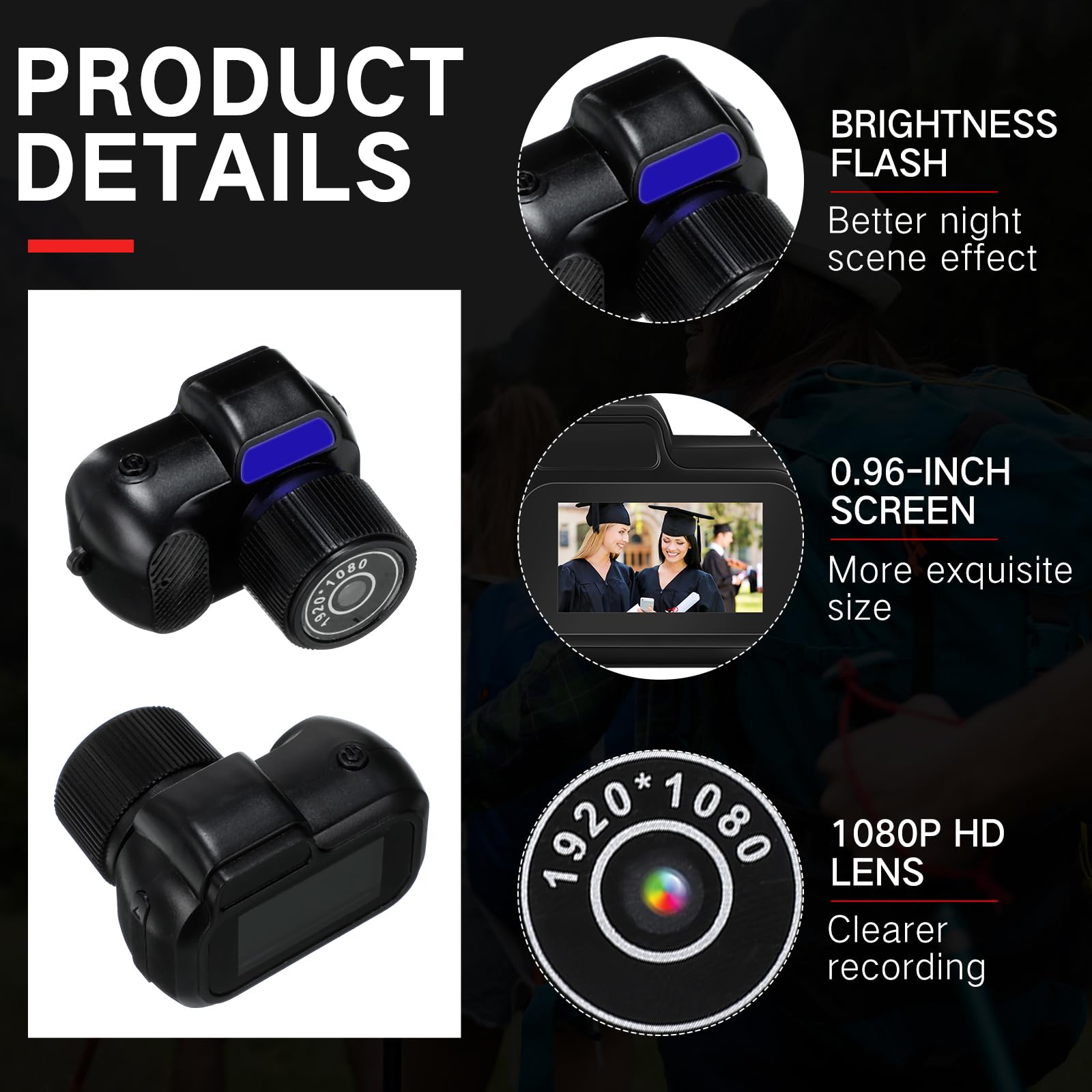 Relaxweex Mini Keychain Camera 1080P Small Retro Portable Photo Video Camera 100 Mins Battery Life Micro Video Camcorder For Tra