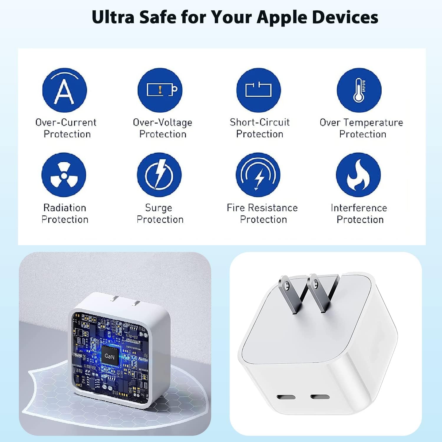 Iphone Charger Fast Charging, 40W Dual Usb C Wall Charger Apple Mfi Certified Dual Usb C Port Power Adapter With 2Pack 6Ft Usb C To Lightning Cable For Iphone 14 Plus/13/12/11/Xs/Xr/X/Ipad Wall Block