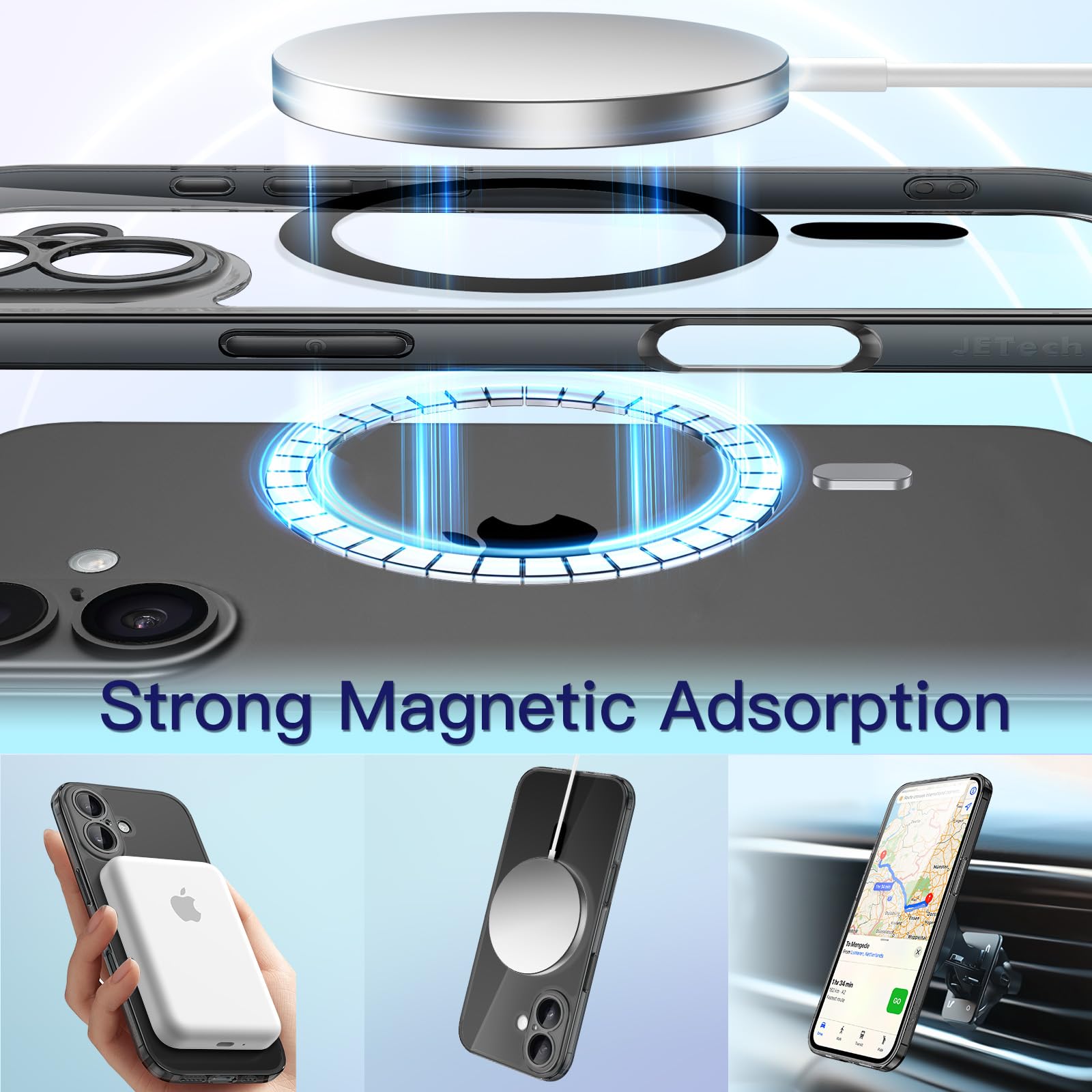 Jetech Magnetic Slim Case For Iphone 17 6.3-Inch Compatible With Magsafe, Camera Lens Full Protection, Ultra-Thin Lightweight Cl