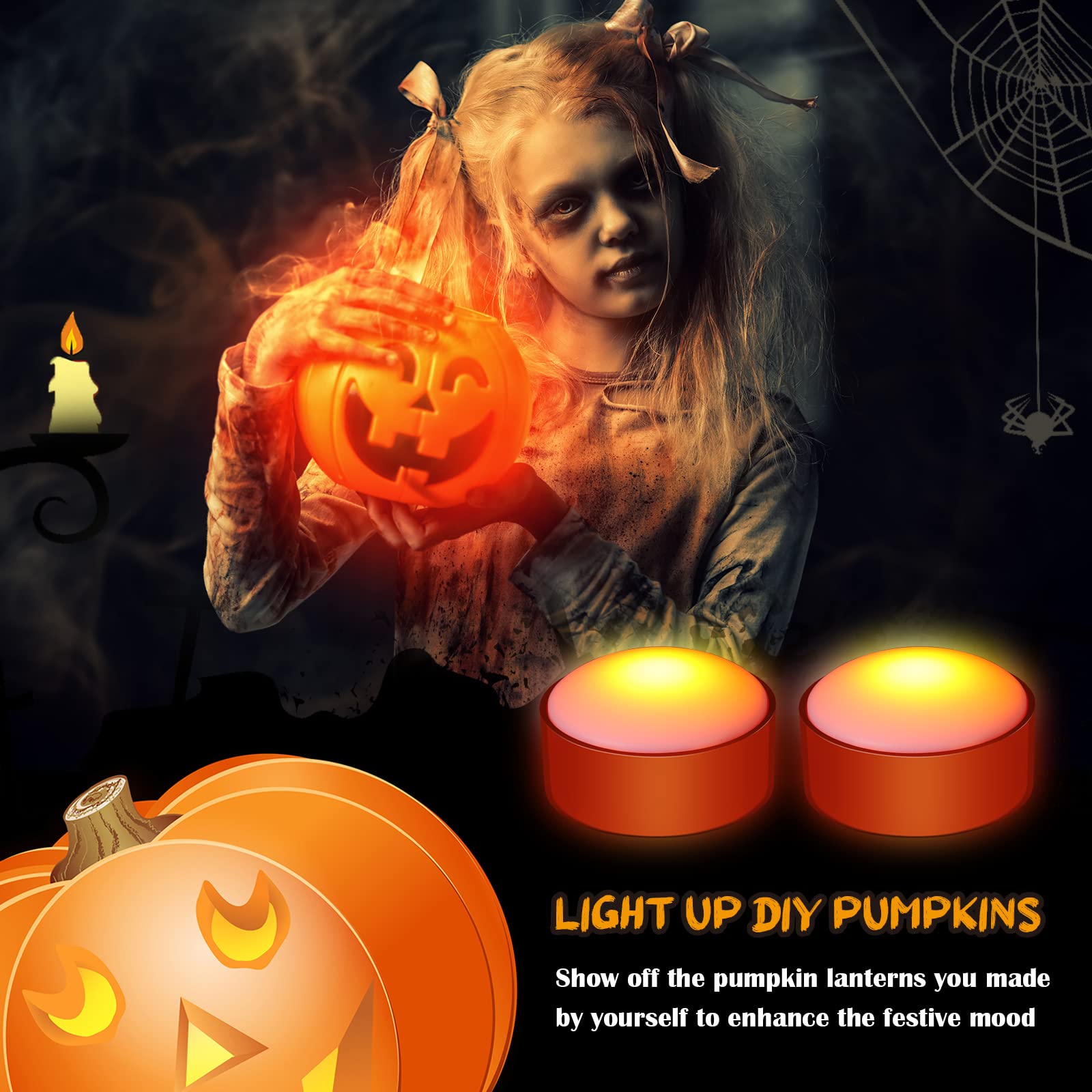 6 Pieces Halloween Pumpkin Lights With Remote And Timer Led Pumpkin Lights Battery Operated Pumpkin Pat Lights Jack O Lantern Li