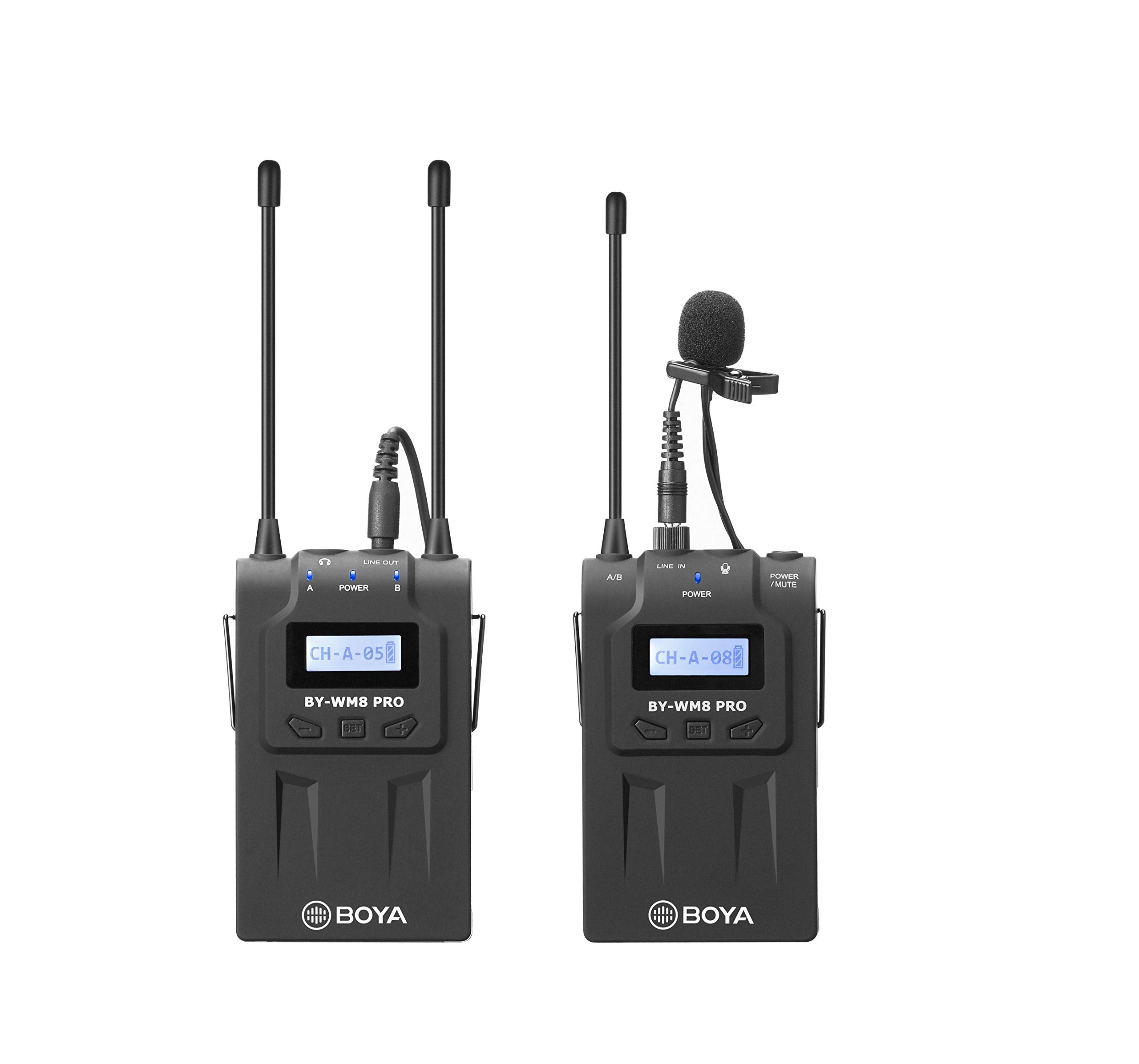 Boya BY-WM8Pro-K1 Professional 48-Channel UHF Wireless Lavalier Microphone System with Dual-Channel Receiver for DLSR, Mirrorles