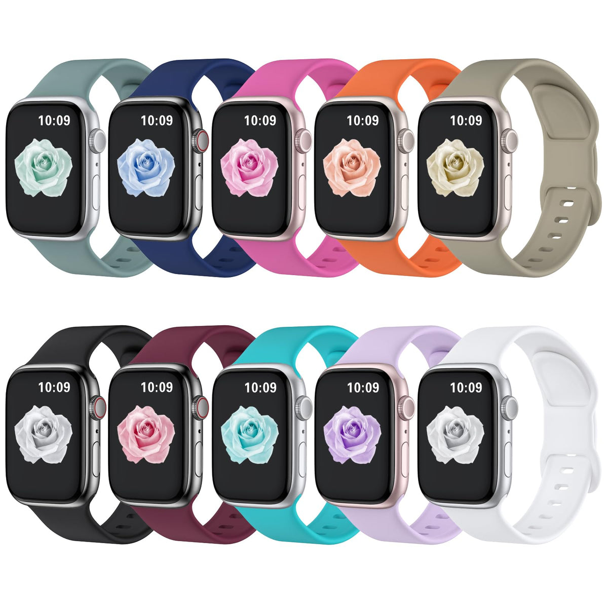 Compatible With Apple Watch Bands For Women 44Mm 45Mm 46Mm 49Mm 42Mm 40Mm 41Mm 38Mm Men, Silicone Sport Strap For Apple Watch Se
