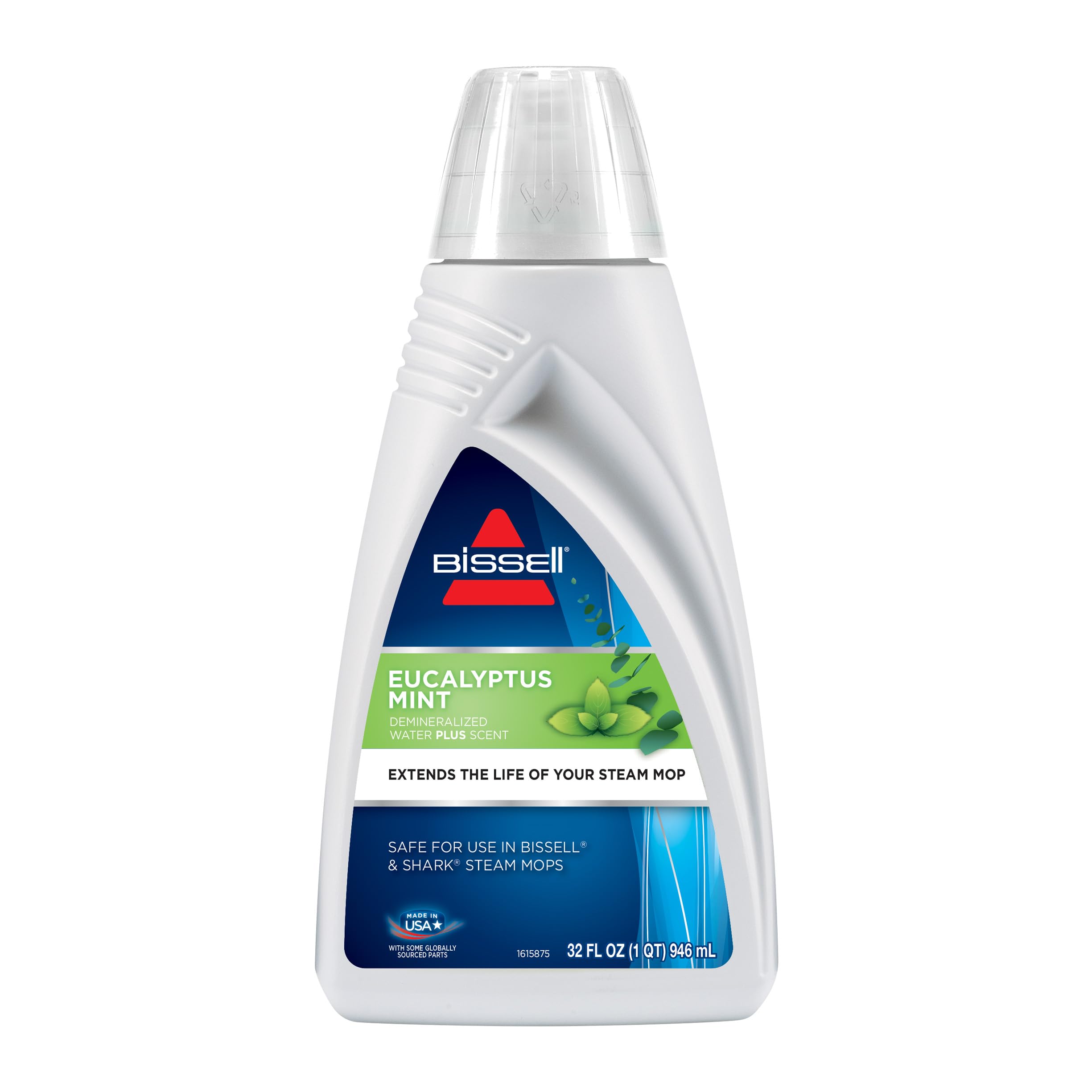 BISSELL EUCALYPTUS MINT DEMINERALIZED STEAM MOP WATER, 32 ounces, 1392, WHITE