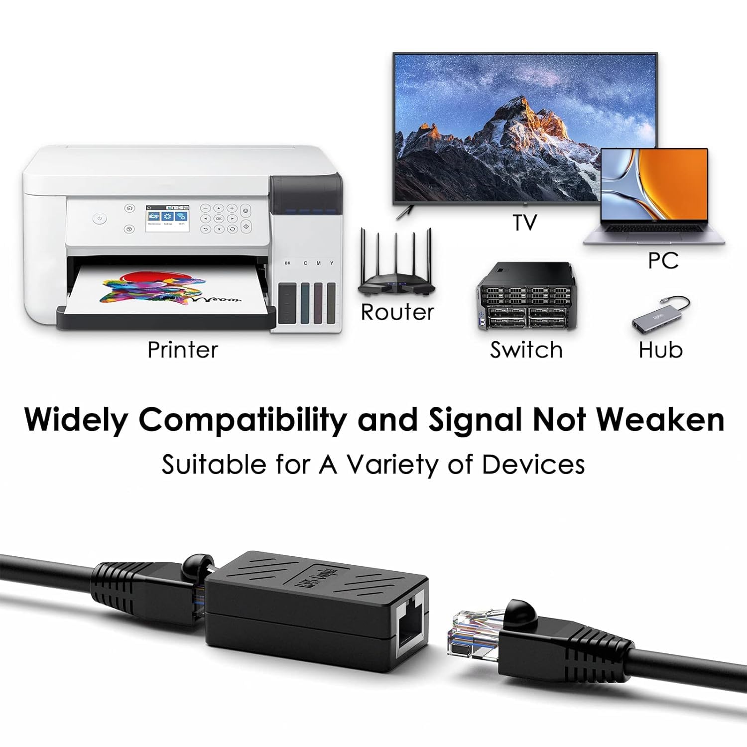 Y.D.F Ethernet Cable Extender, Rj45 Coupler, Extender Connector   Ethernet Coupler Female To Female (Black 10 Pack)