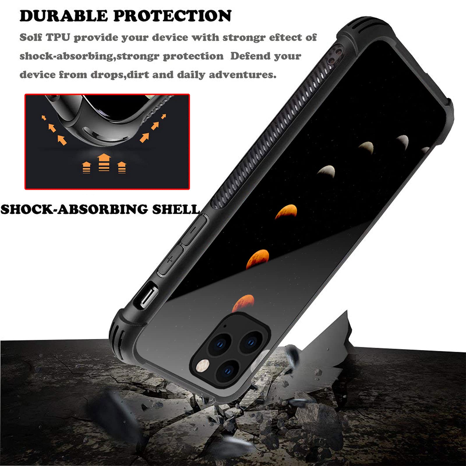 CARLOCA iPhone 13 Pro Max Case Moon Phase Cycle Graphic Shockproof Hard Acrylic