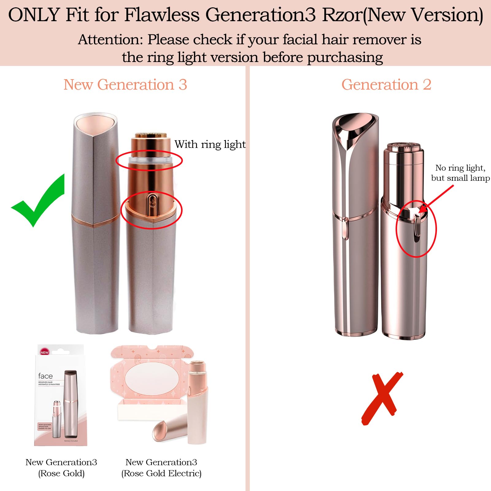 Generation 3 Replacement Heads Compatible With New Version Finishing Touch Flawless Facial Hair Remover,New Double Halo Head For