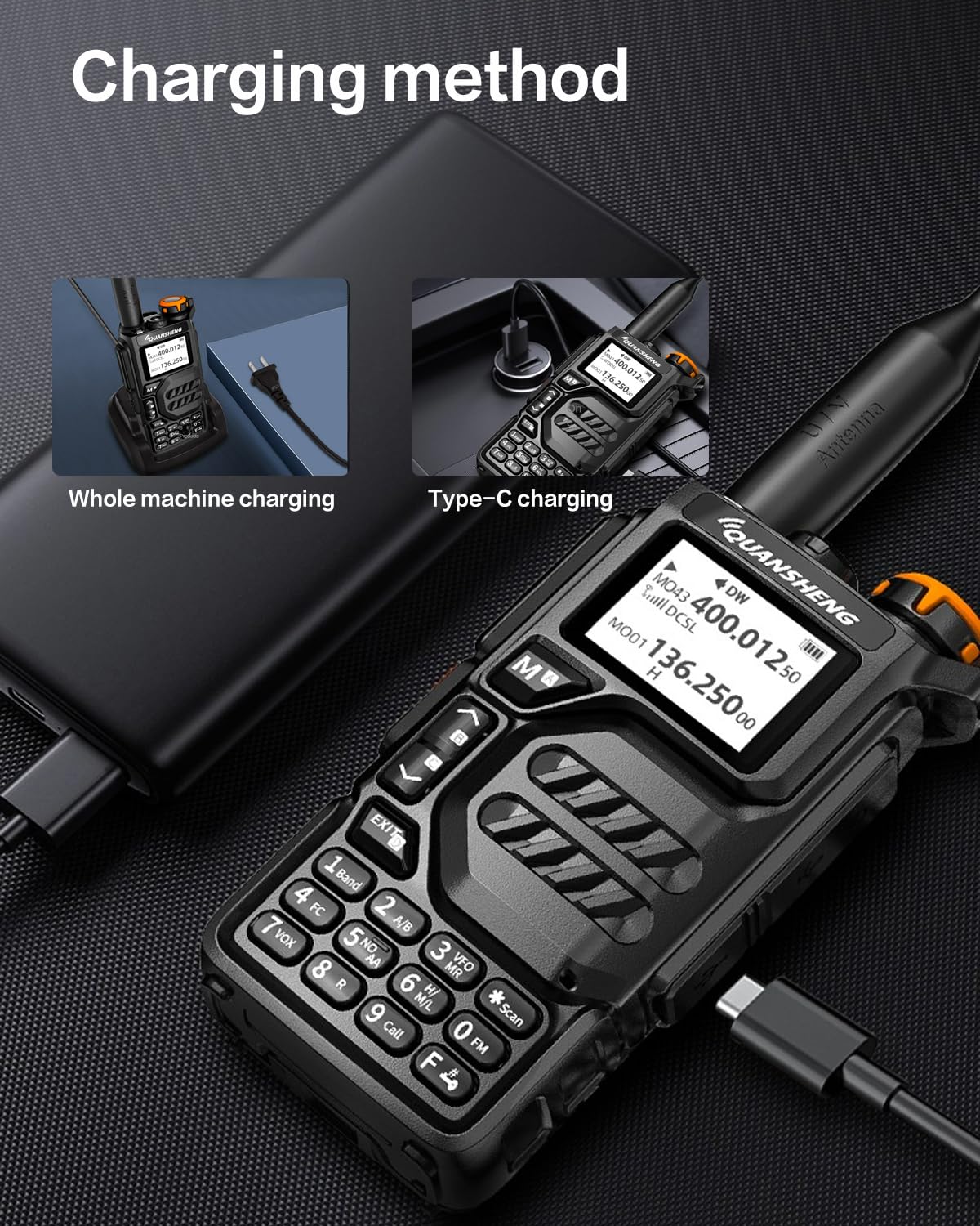 Quansheng Uvk5 Am/Fm/Dtmf Walkie Talkie 200 Channel Type C Charging Three Frequency Receiving Walkie Talkie Noaa Weather Forecas