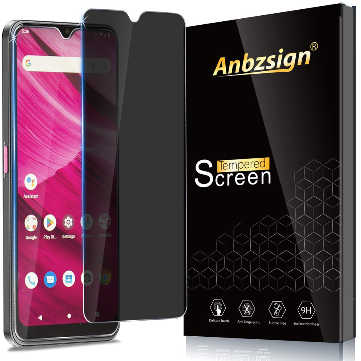 Anbzsign [2 Pack T Mobile Revvl 6 Pro 5G (2022)/ Revvl 6X Pro 5G Privacy Screen Protector, Anti Spy 9H Hardness Tempered Glass.