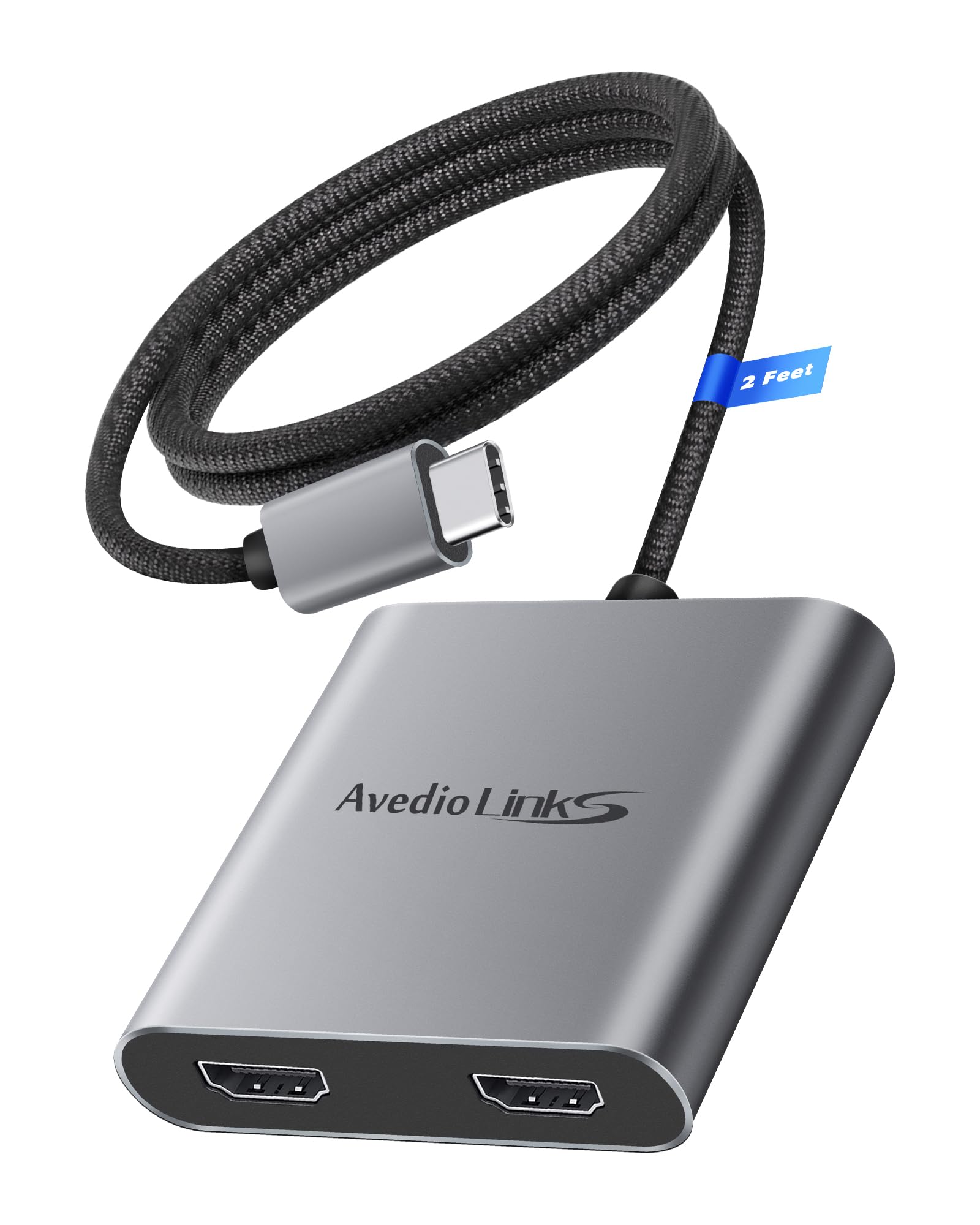 Avedio Links Usb C To Dual Hdmi Adapter 4K@60Hz, Type C To Hdmi Splitter For Dual Monitors Extended Display,Compatible For Usb C