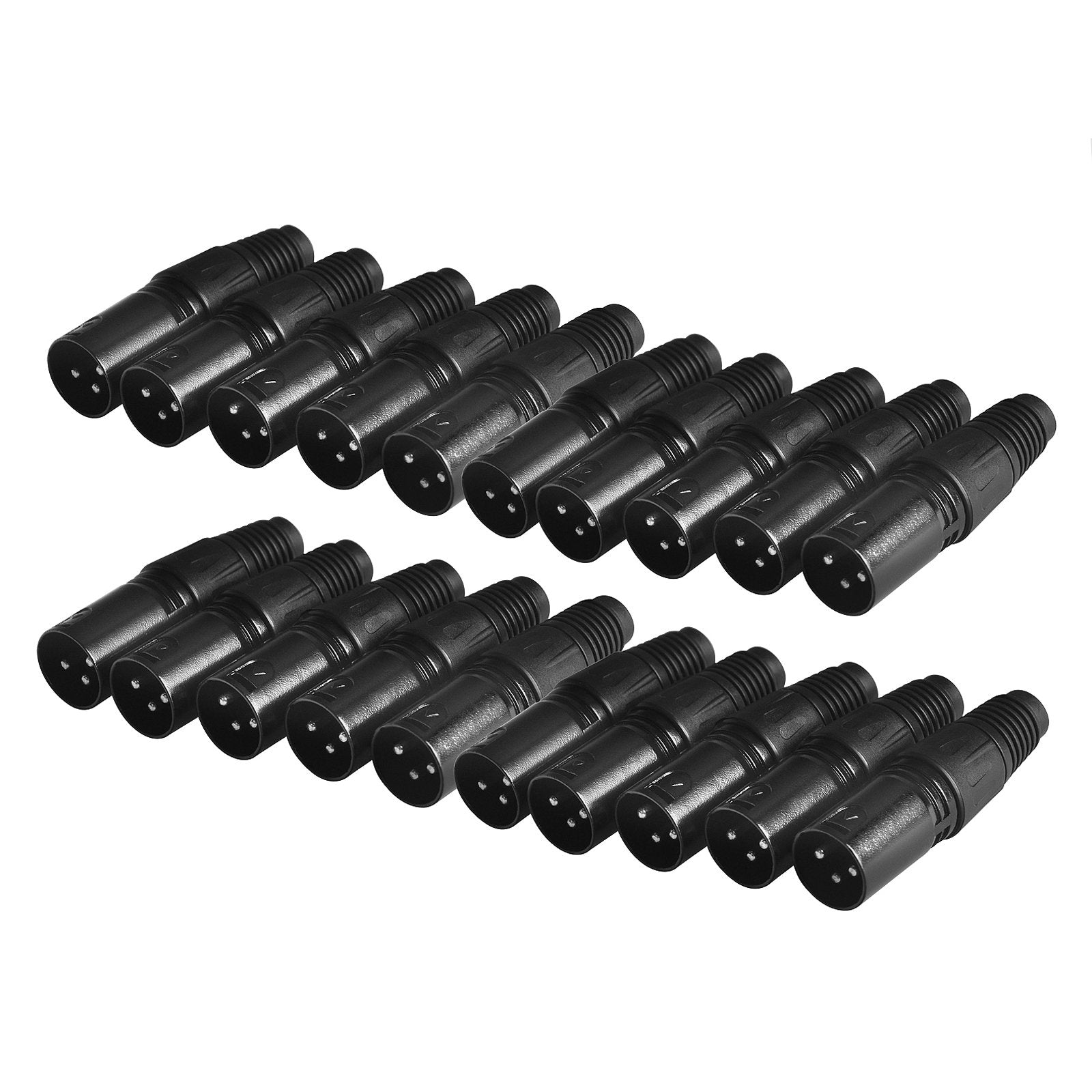 Eoere 20 Pack Xlr 3 Pin Male Mic Snake Audio Adapter Plug Audio Microphone Dmx Cable Connector