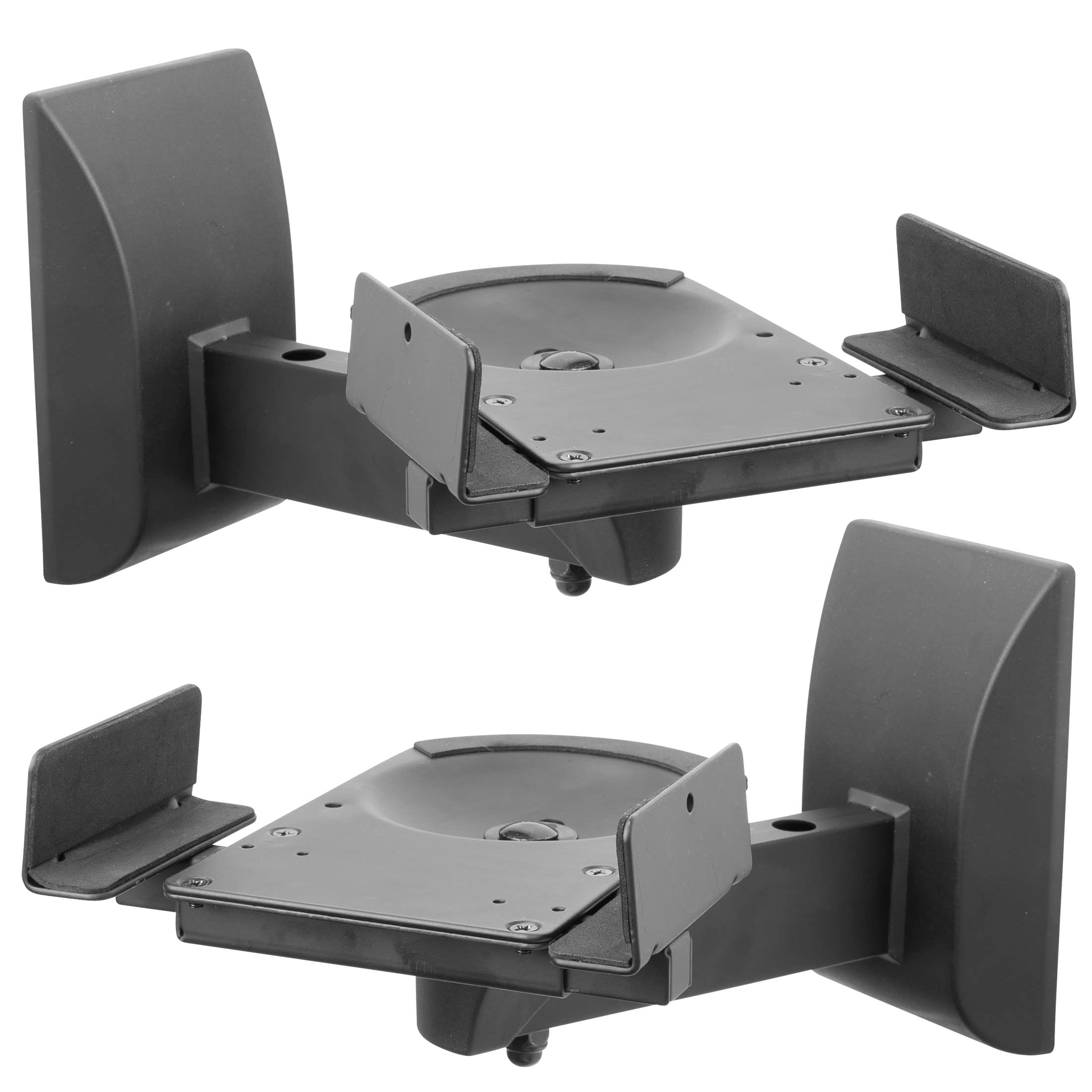 Mount It! Speaker Wall Mounts, Pair Of Universal Side Clamping Bookshelf Speaker Mounting Brackets, Large Or Small Speakers, 2 M