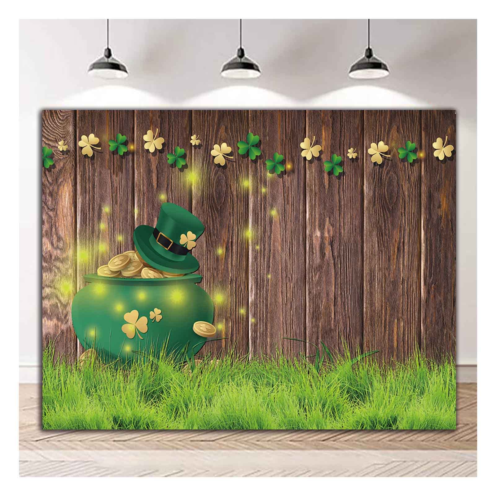 Happy St Patrick'S Day Background Lucky Irish Shamrock Board Photography Backdrop For Baby Shower Birthday Party Decor Banner 7X5Ft