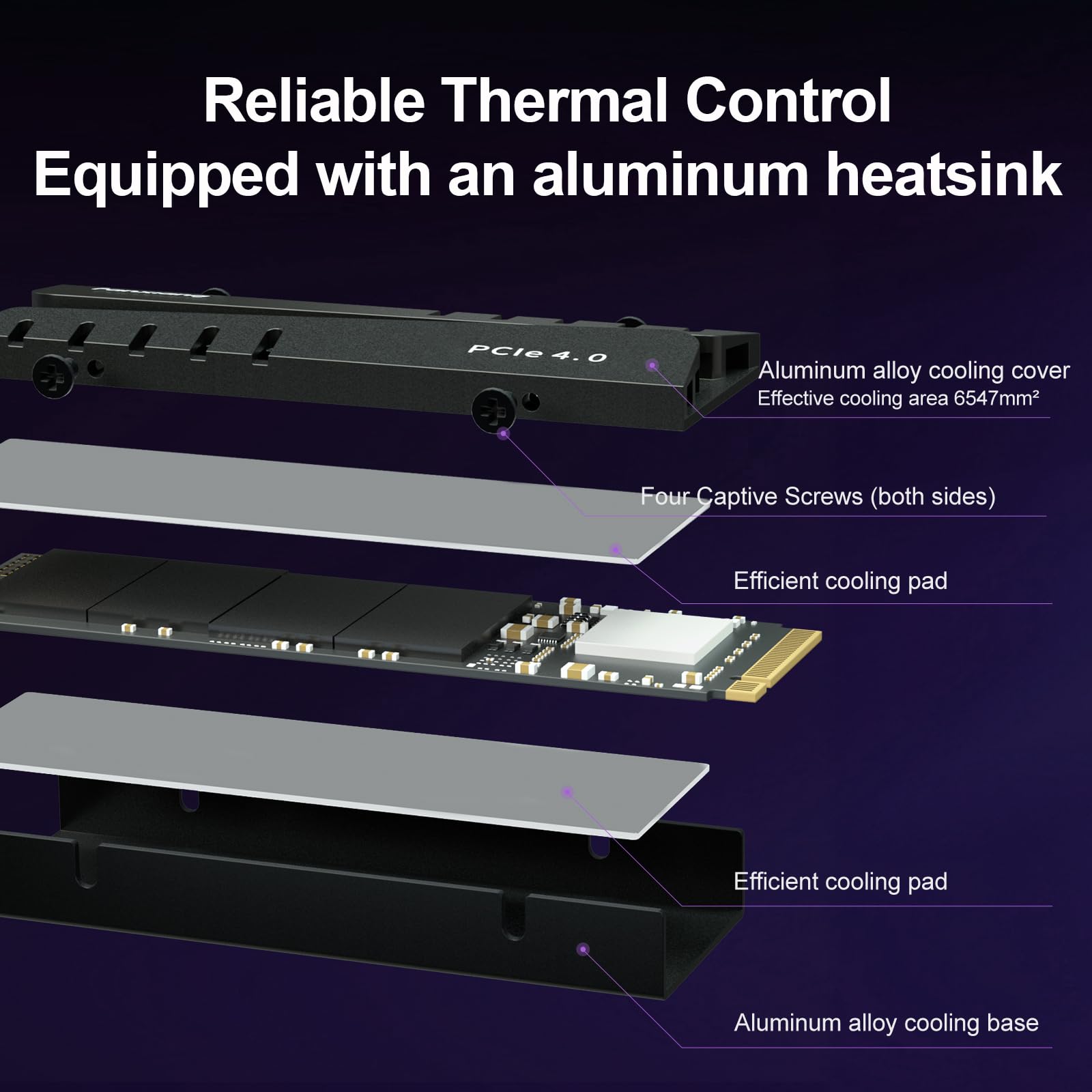 Ediloca En855 Internal Gaming Ssd With Heatsink 4Tb Pcie Gen4, Up To 7400Mb/S, Nvme M.2 2280, 3D Tlc Nand Flash, Solid State Dri