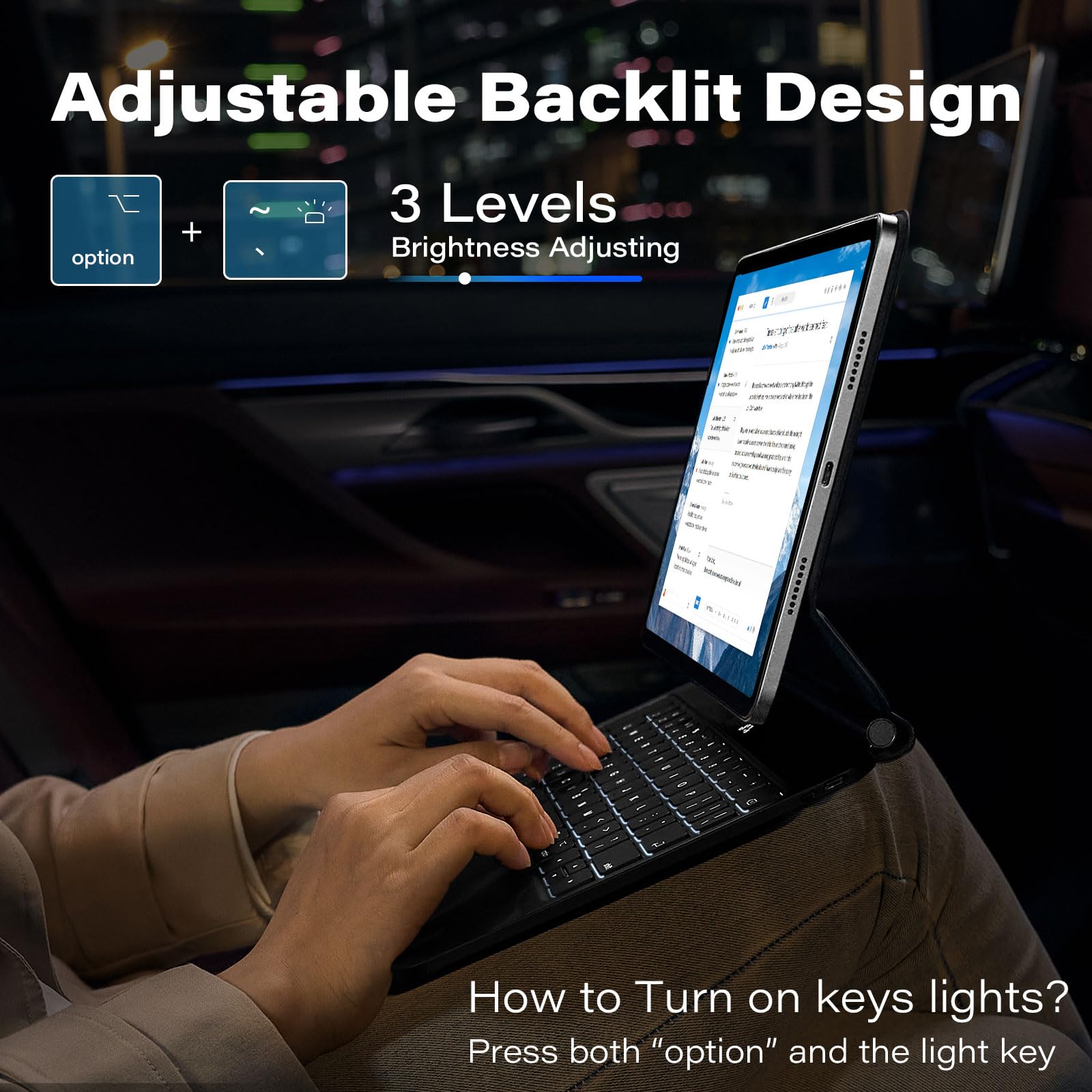 Apps2Car Magic Keyboard 12.9 Inch For Ipad Pro 12.9, Waterproof Keyboard Case Built In Trackpad, Wireless Backlit Keyboard For I