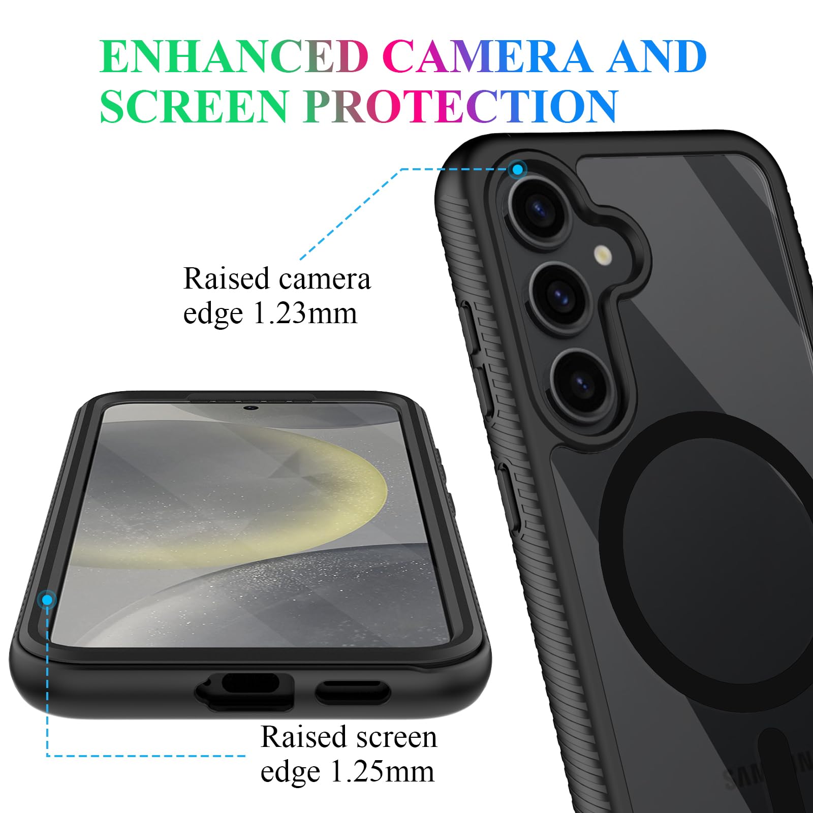 Wahhle Compatible With Samsung Galaxy S24 Case, Magnetic Wireless Charging Built In Screen Protector Full Body Shockproof Slim F