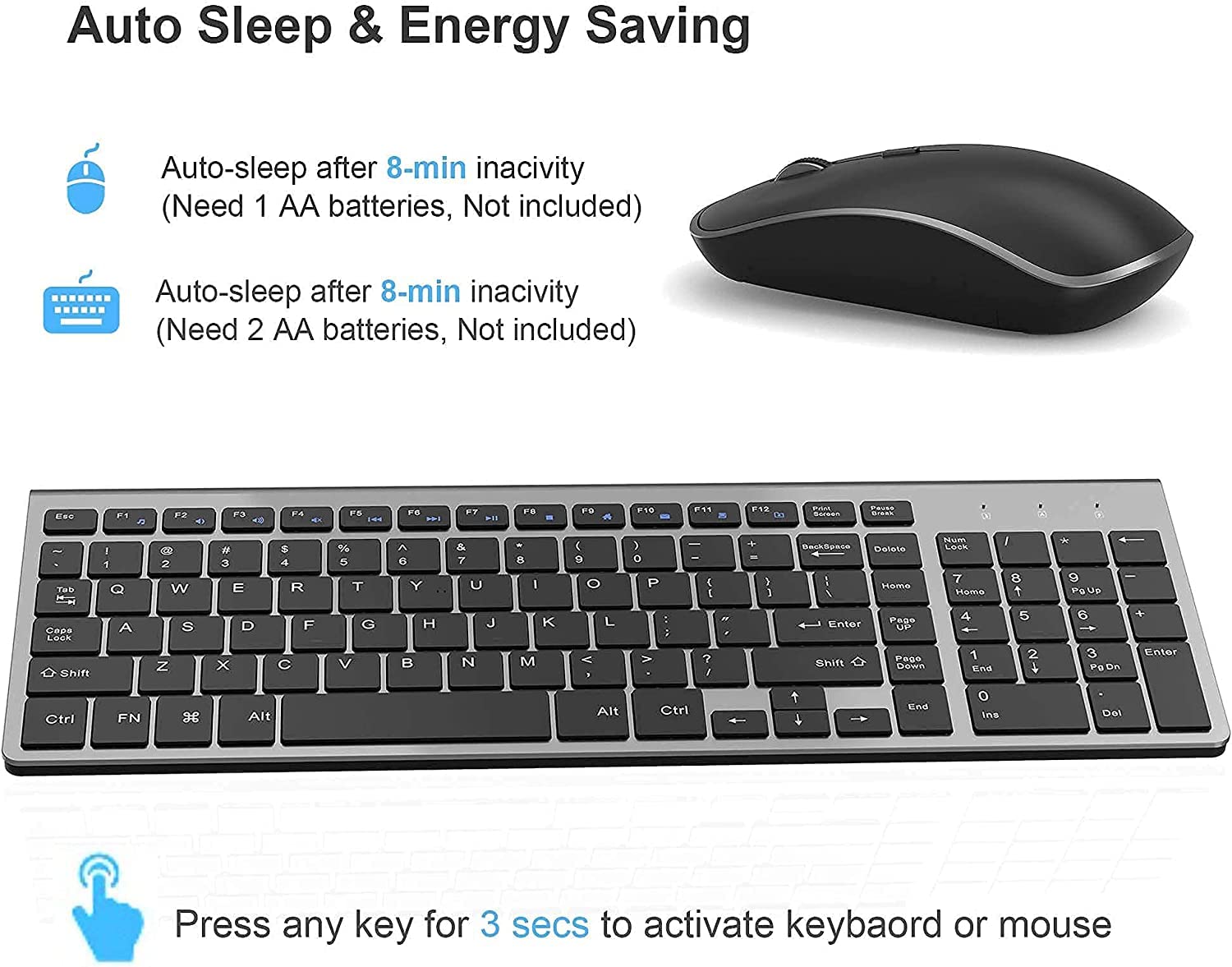Wireless Keyboard And Mouse,J Joyaccess 2.4G Ergonomic And Slim Wireless Computer Keyboard Mouse Designed For Windows, Pc, Lapto