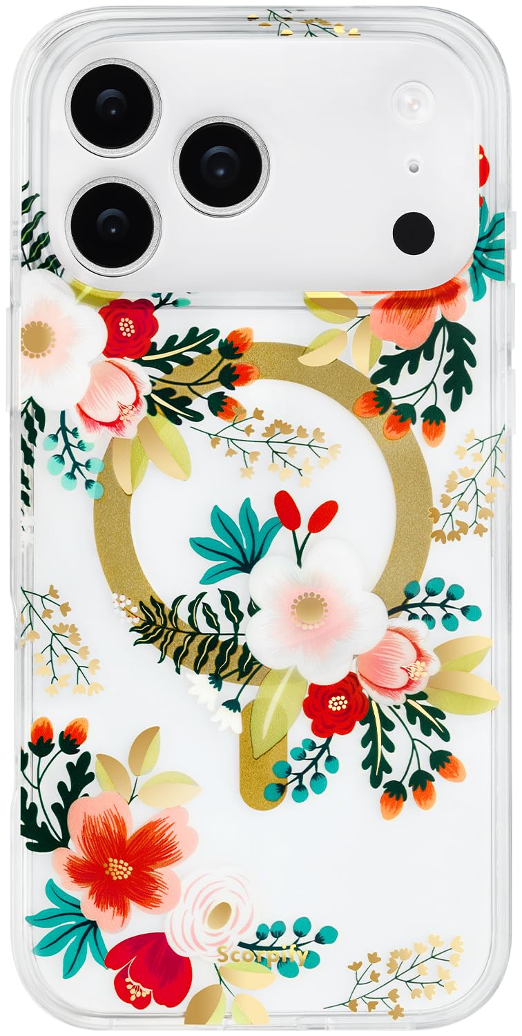 SCORPIFY for iPhone 17 Pro Max Case [Compatible with MagSafe] with White Primrose Floral Design, Cute Clear Flower Magnetic Phon