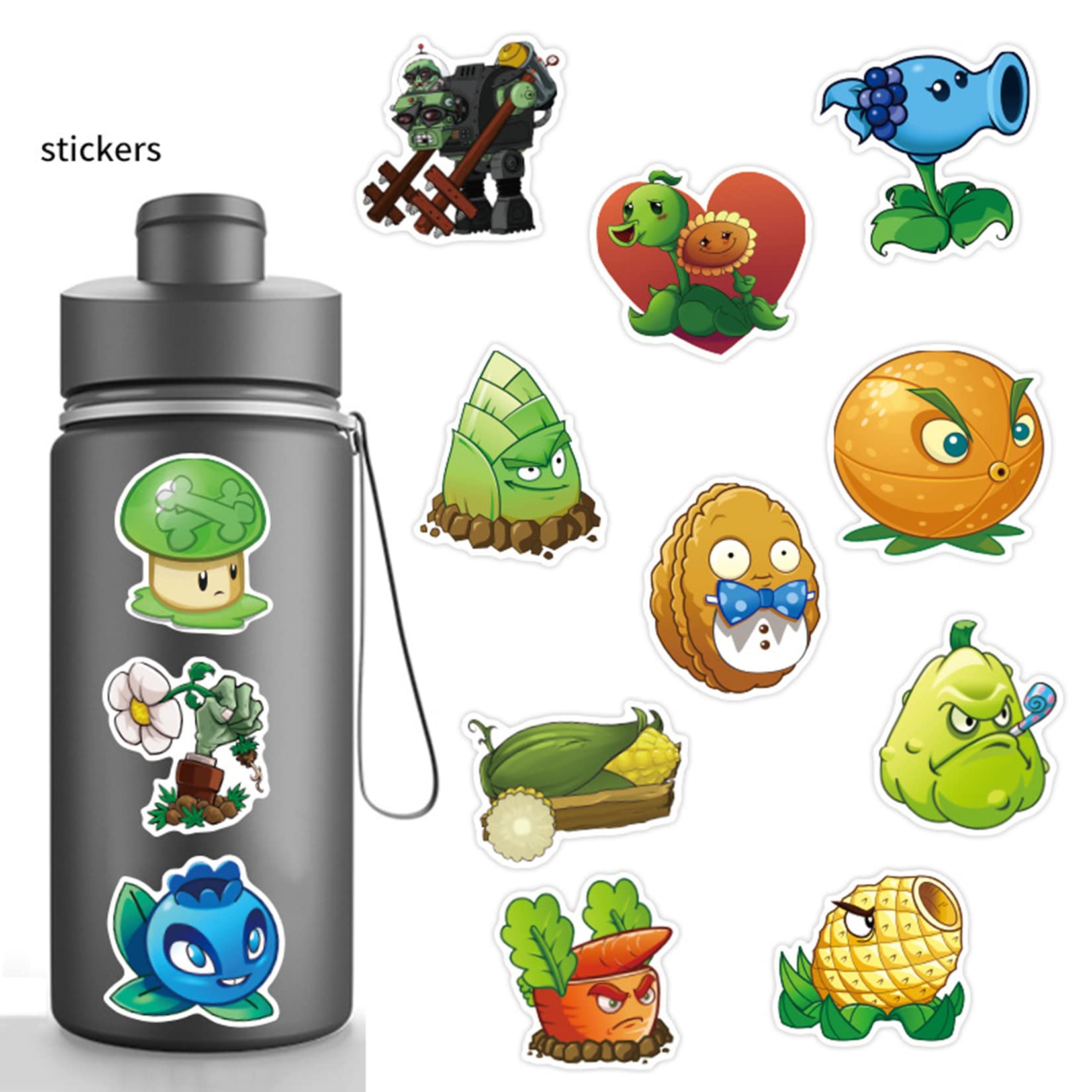 Ltzstone 100Pcs Plants Vs. Zombies Stickers Decals For Laptops Water Bottles Toys And Gifts For Kids Teens Girls Perfect For Lap