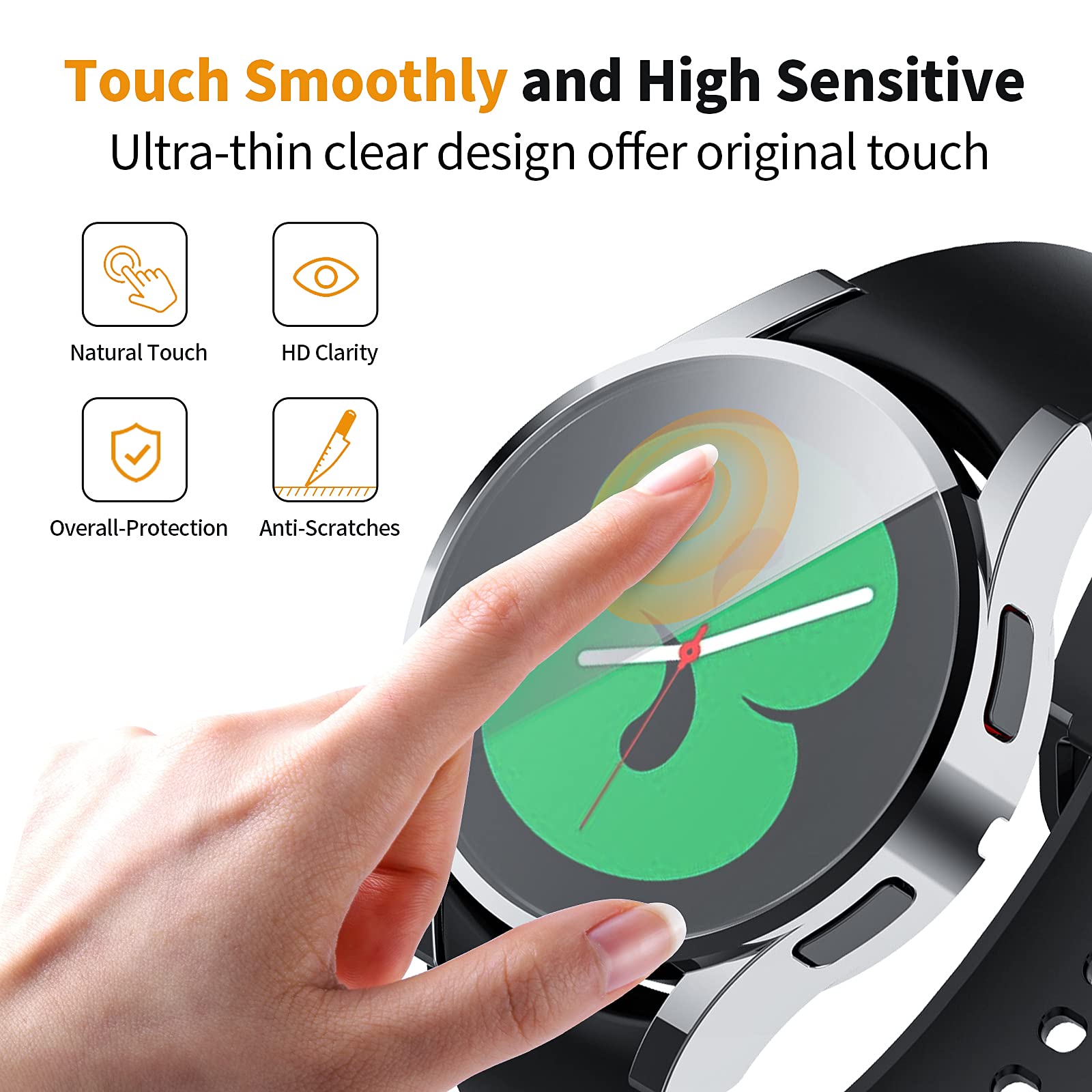 Ecsem Cover Compatible With Galaxy Watch 4 40Mm Case Soft Tpu Full Anti Scratch Protective Cases Bumper All Around Protector She