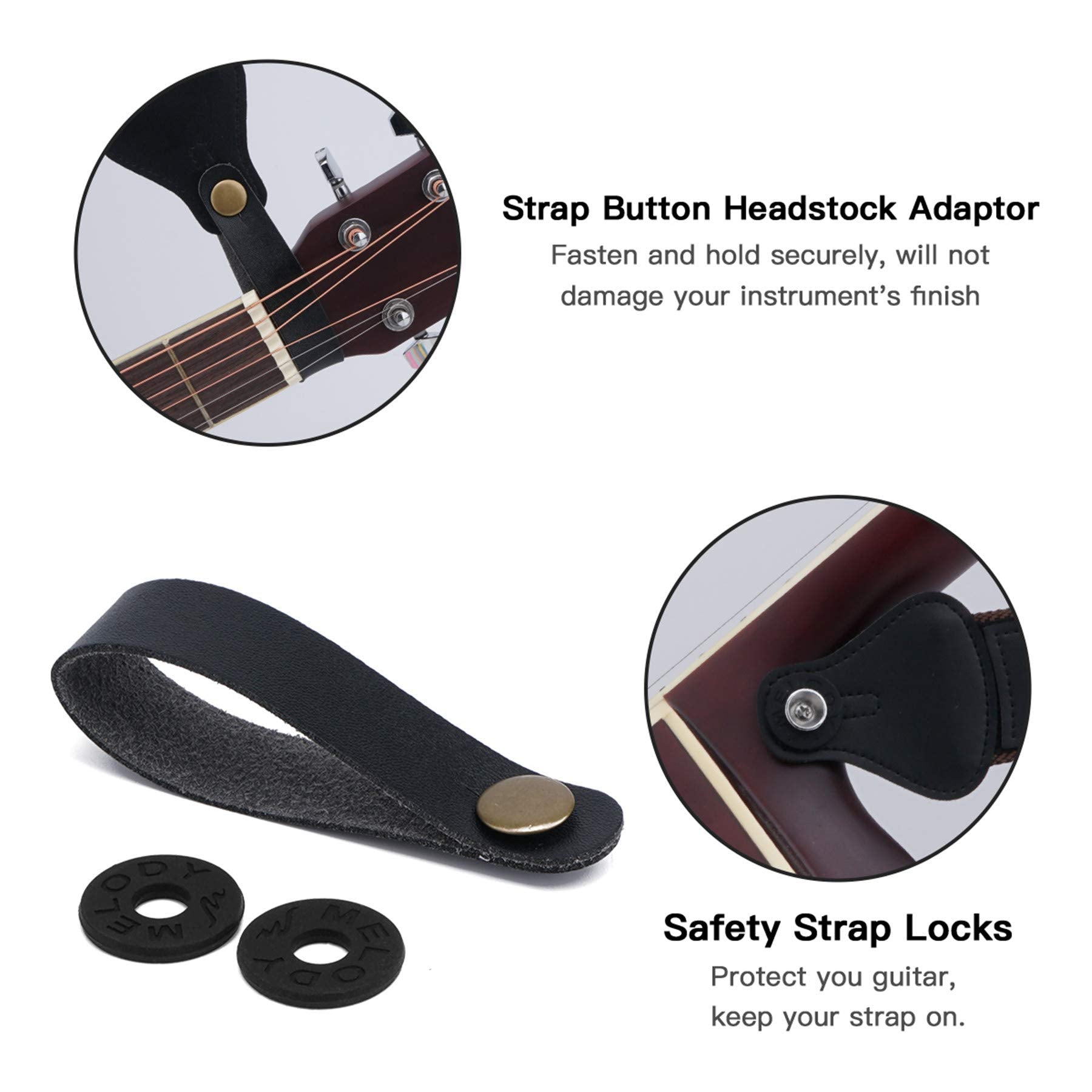 Tifanso Guitar Strap, Soft Cotton Guitar Straps With 3 Pick Holders, Strap Button Headstock Adaptor, 1 Pair Strap Locks And 3 Gu