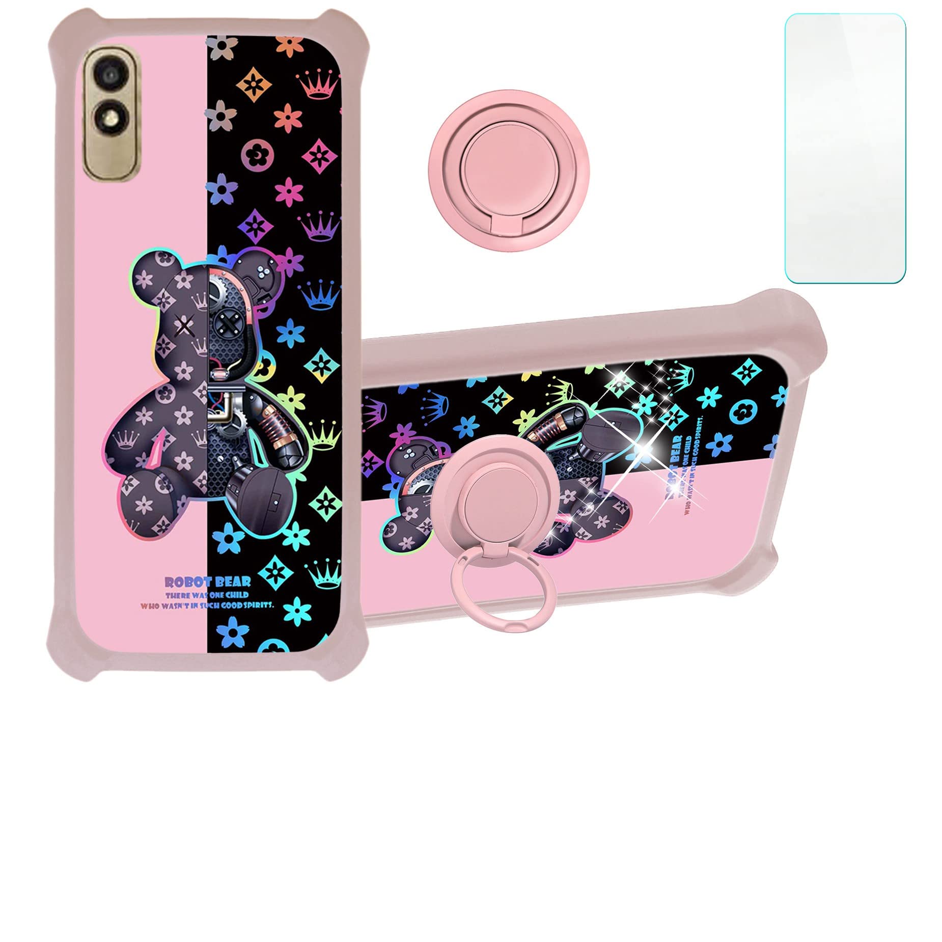 Jioeuinly Blu C5L Max Case Compatible With Blu C5L Max Phone Case Cover [With Tempered Glass Screen Protector][Hard Pc + Soft Si