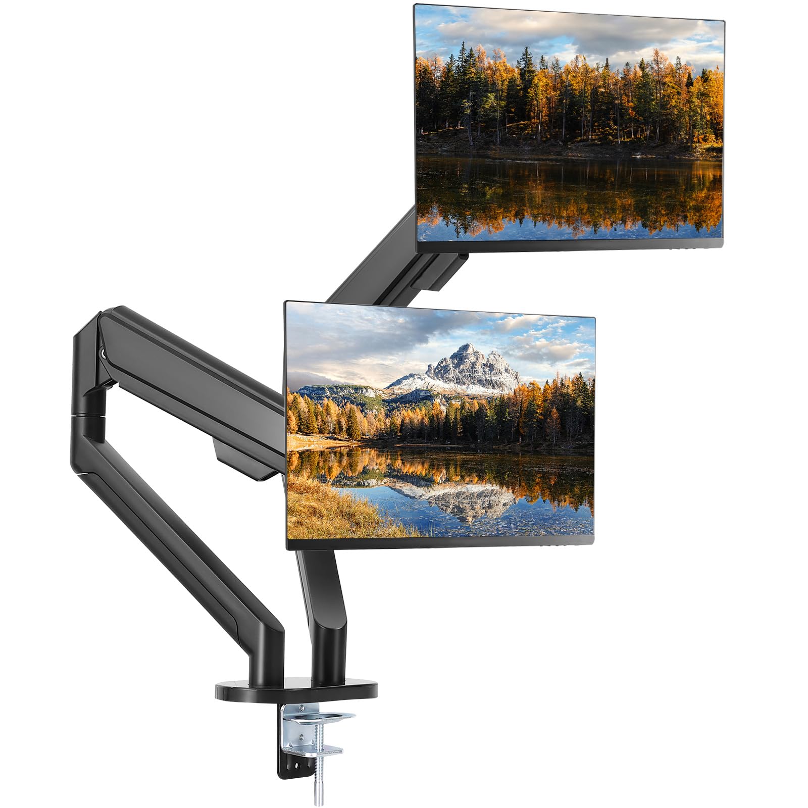 VEVOR Dual Monitor Stand for Desk, Supports 13-35 Screens, Gas Spring Monitor Arm for Flat/Curved Computer Screens, Each Arm Hol