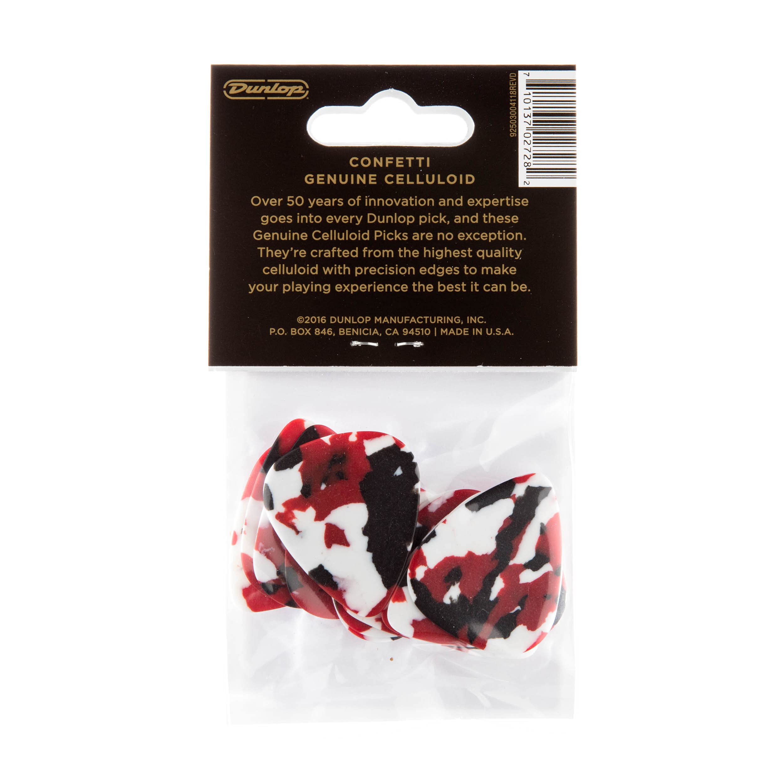 Dunlop 483P06Hv Genuine Celluloid, Confetti, Heavy, 12/Player'S Pack