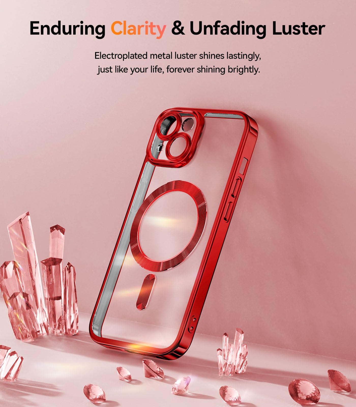 Meifigno Candy Mag Series Case For Iphone 15 Plus, [Compatible With Magsafe] [Glitter Card & Wrist Strap] Full Camera Lens Prote