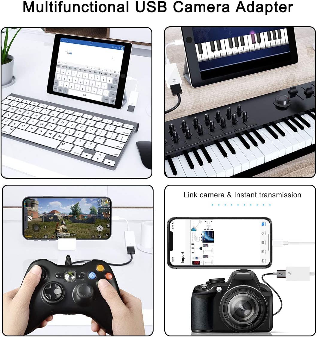 ?Apple Mfi Certified? Lightning To Usb Camera Adapter For Iphone/Ipad, Female Usb 3.0 Otg Cable Adapter Support Connect Camera,U