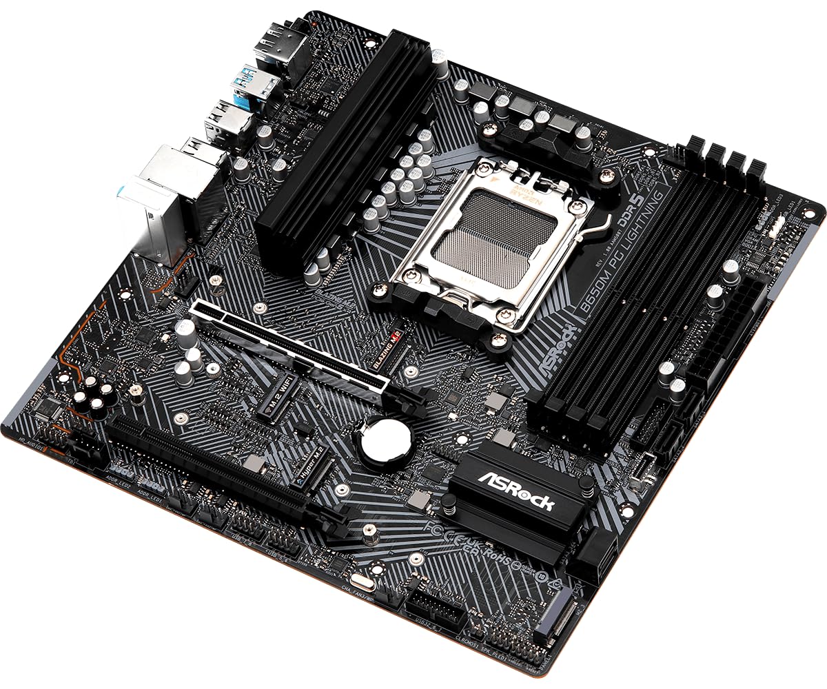 Asrock B650M Pg Lightning Amd Socket Am5 Ryzen9000/8000/7000 Series Processors Ddr5 7200+ Mhz (Oc) Hdmi Displayport B650 Micro A