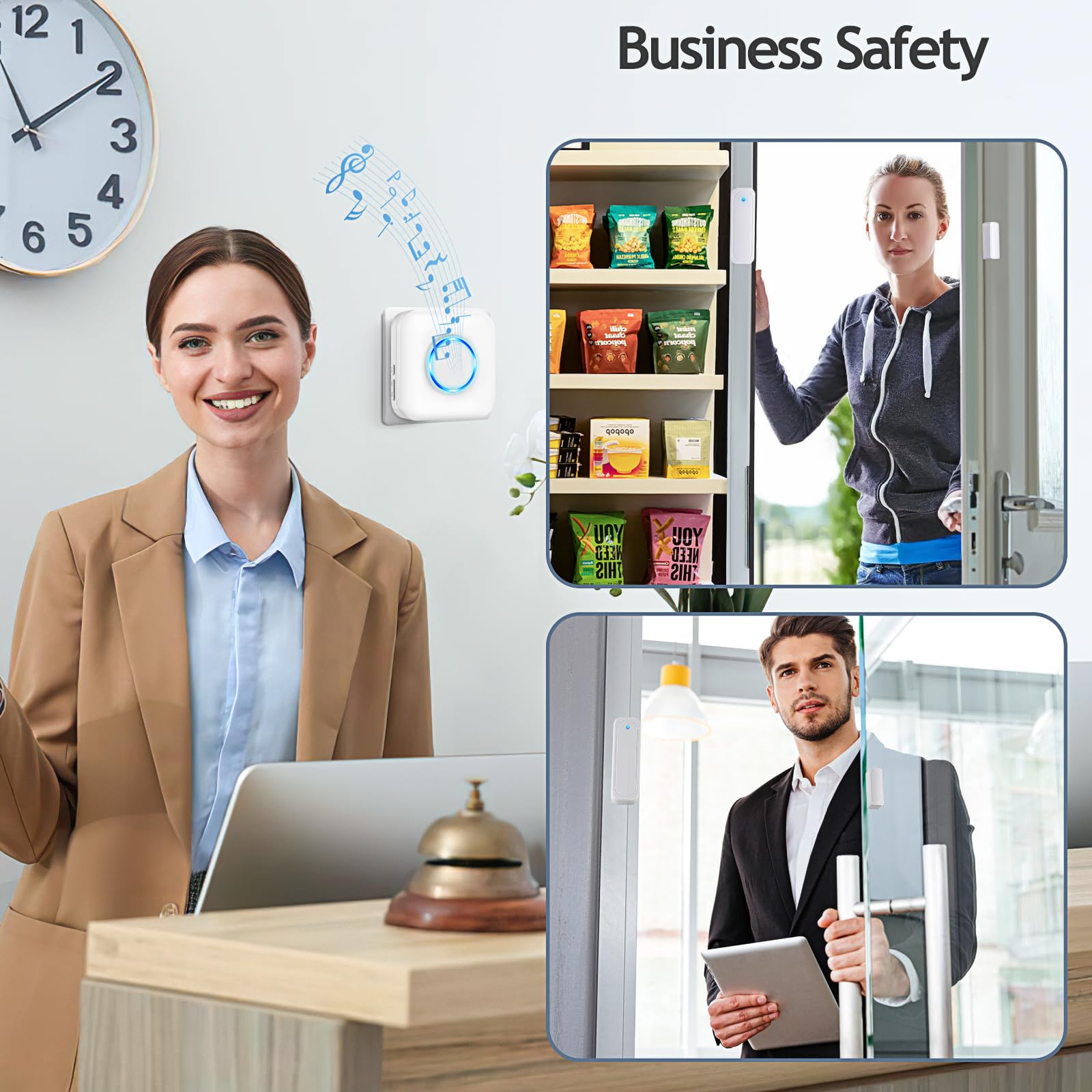 Door Chime, Satisure Door Sensor Chime When Door Opens, Door Entry Alarm For Business/Home/Office/Store With 600 Ft Range 58 Chi
