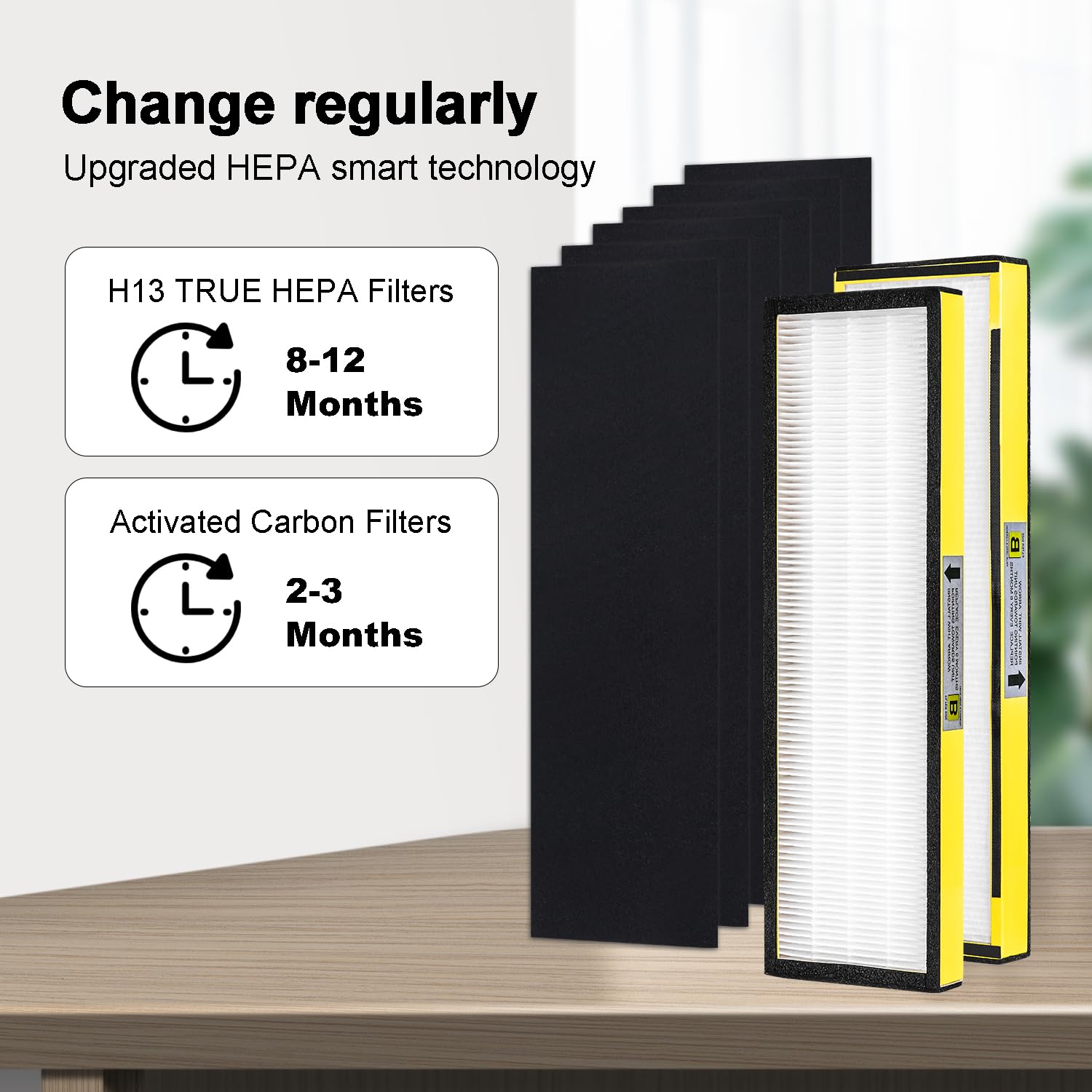 Tallais FLT4825 HEPA Filter B Replacement for Gm Guardian - 2 True HEPA + 10 Carbon Pre-Filters, Yellow, Model: tallais-4825